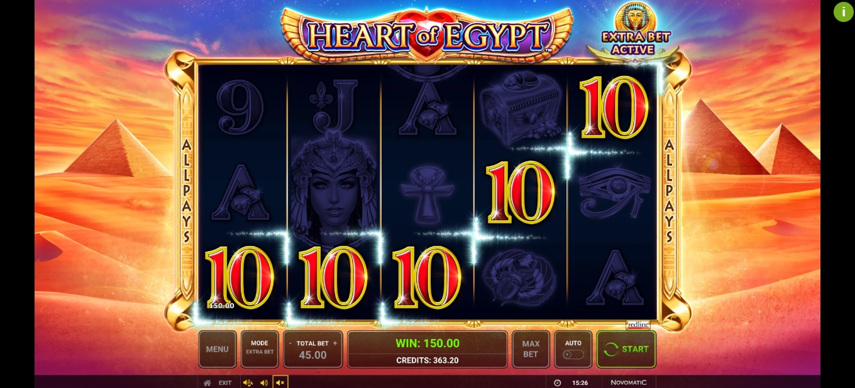 Win Money in Heart of Egypt Free Slot Game by Greentube