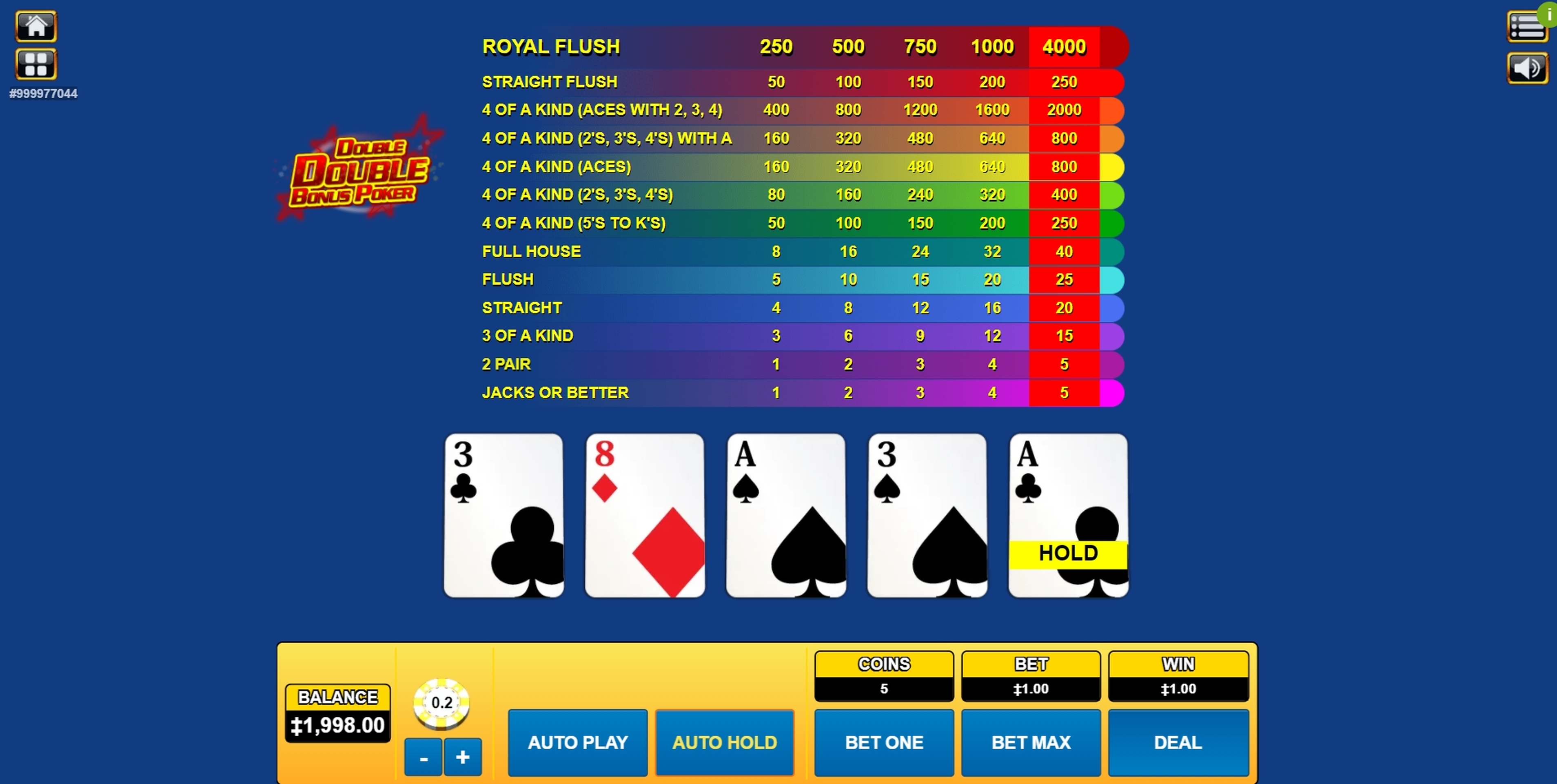 Win Money in Double Double Bonus Poker Free Slot Game by Habanero