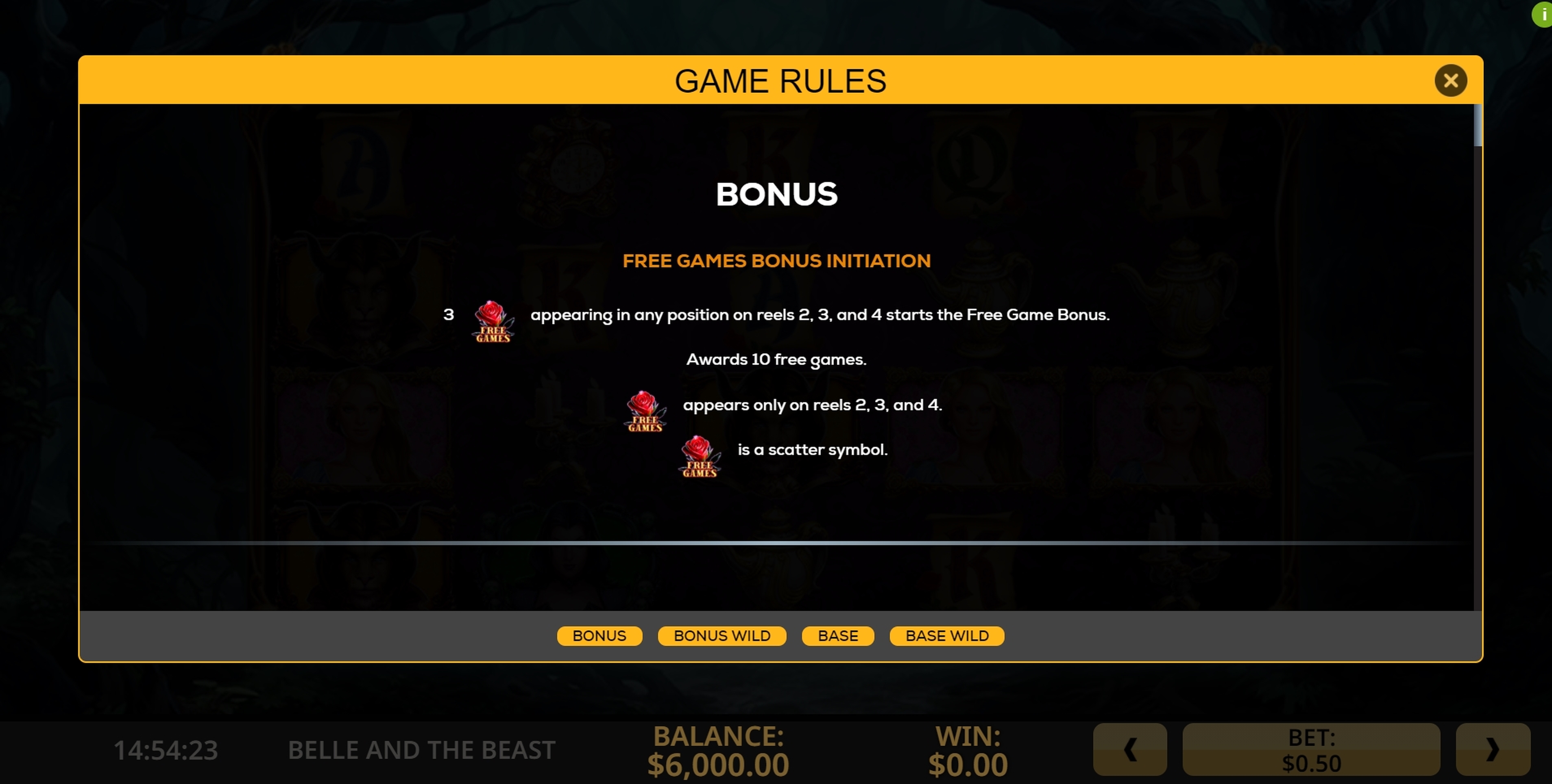 Info of Belle and the Beast Slot Game by High 5 Games