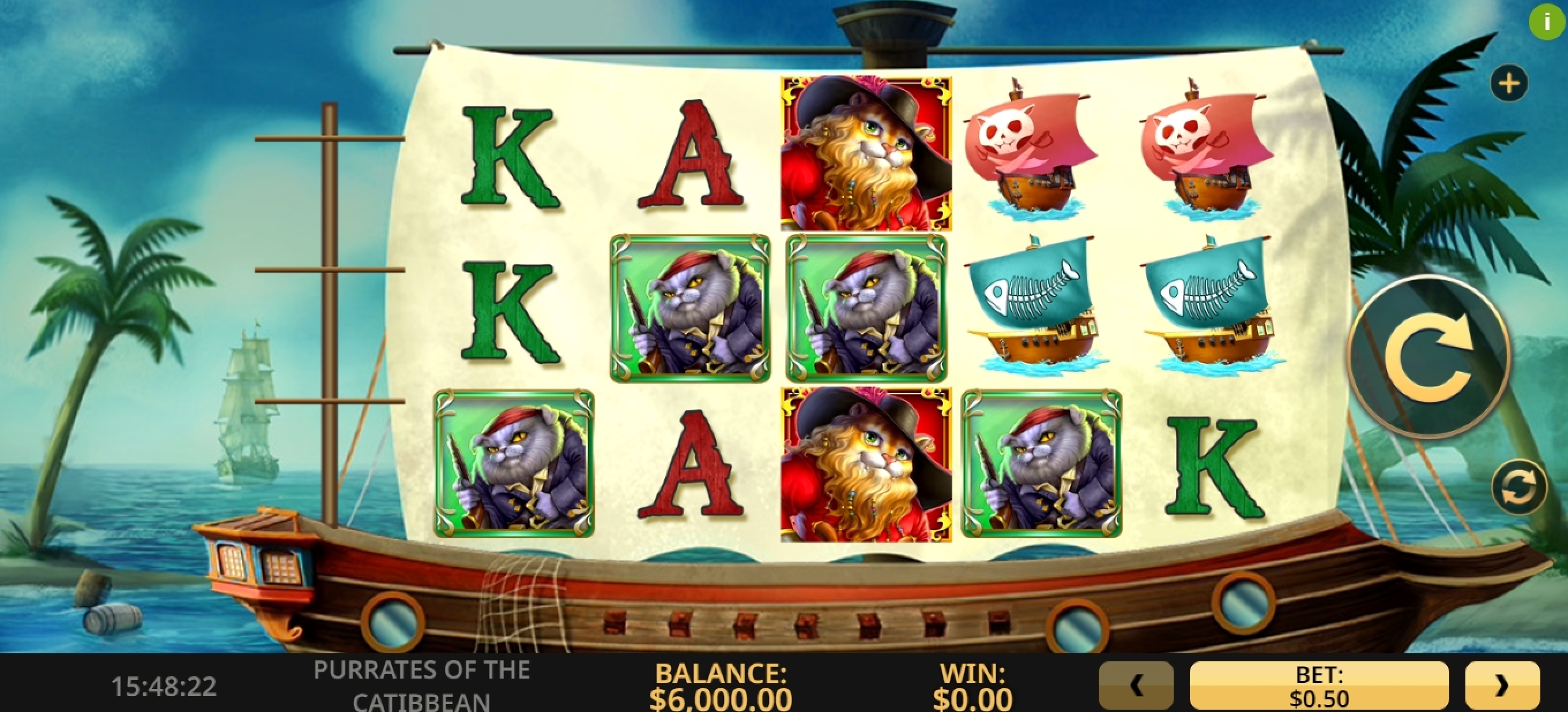 Reels in Purrates of the Catibbean Slot Game by High 5 Games
