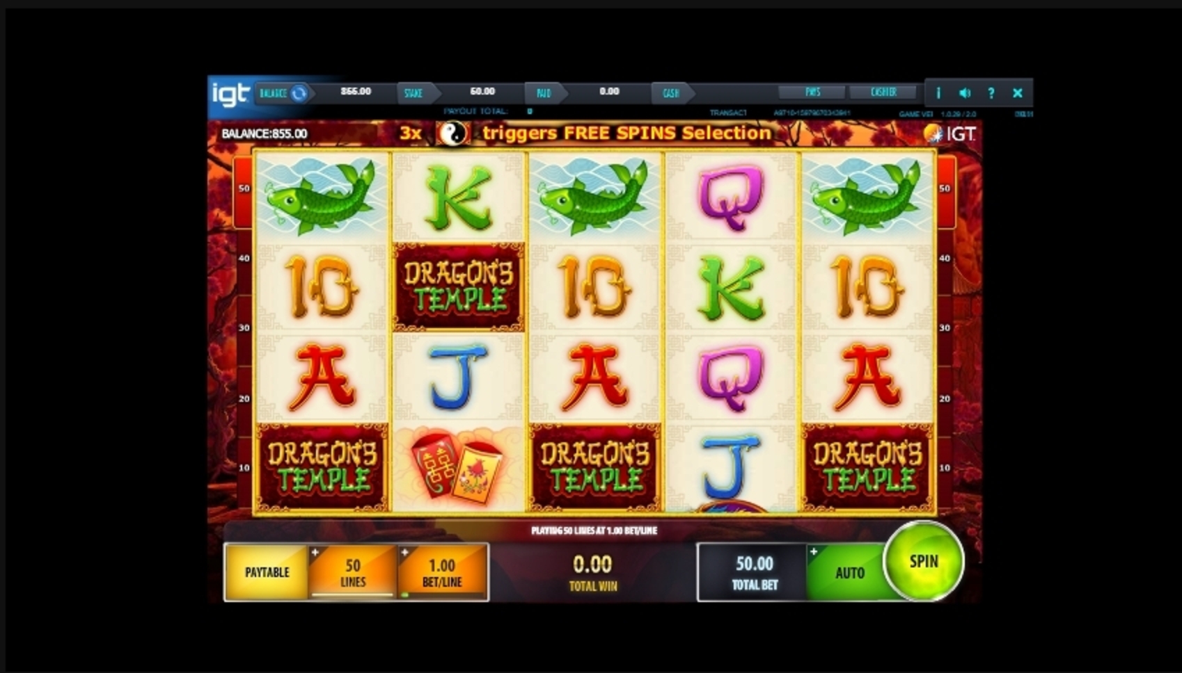 Reels in Dragon's Temple Slot Game by IGT