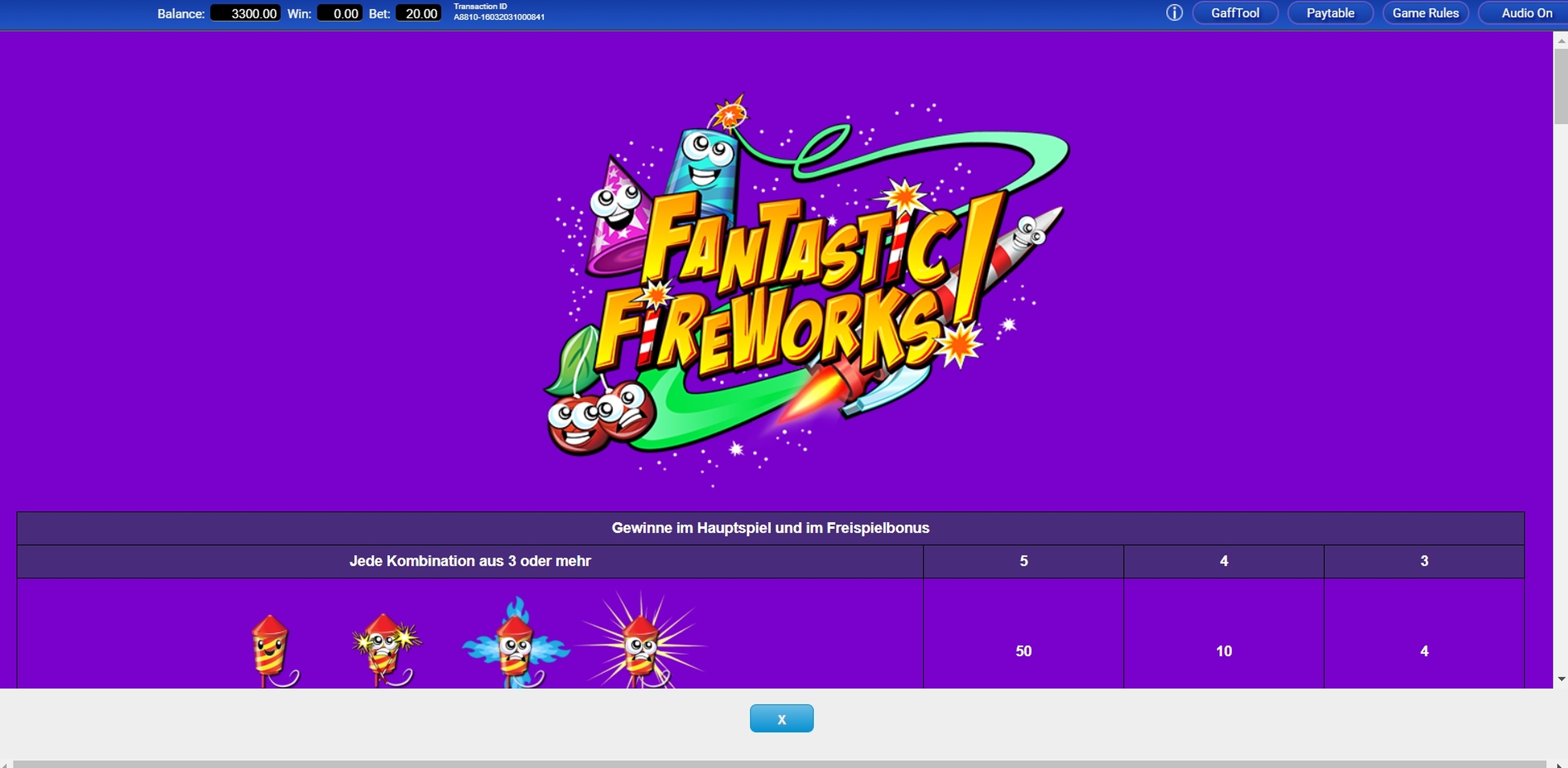 Info of Fantastic Fireworks! Slot Game by IGT
