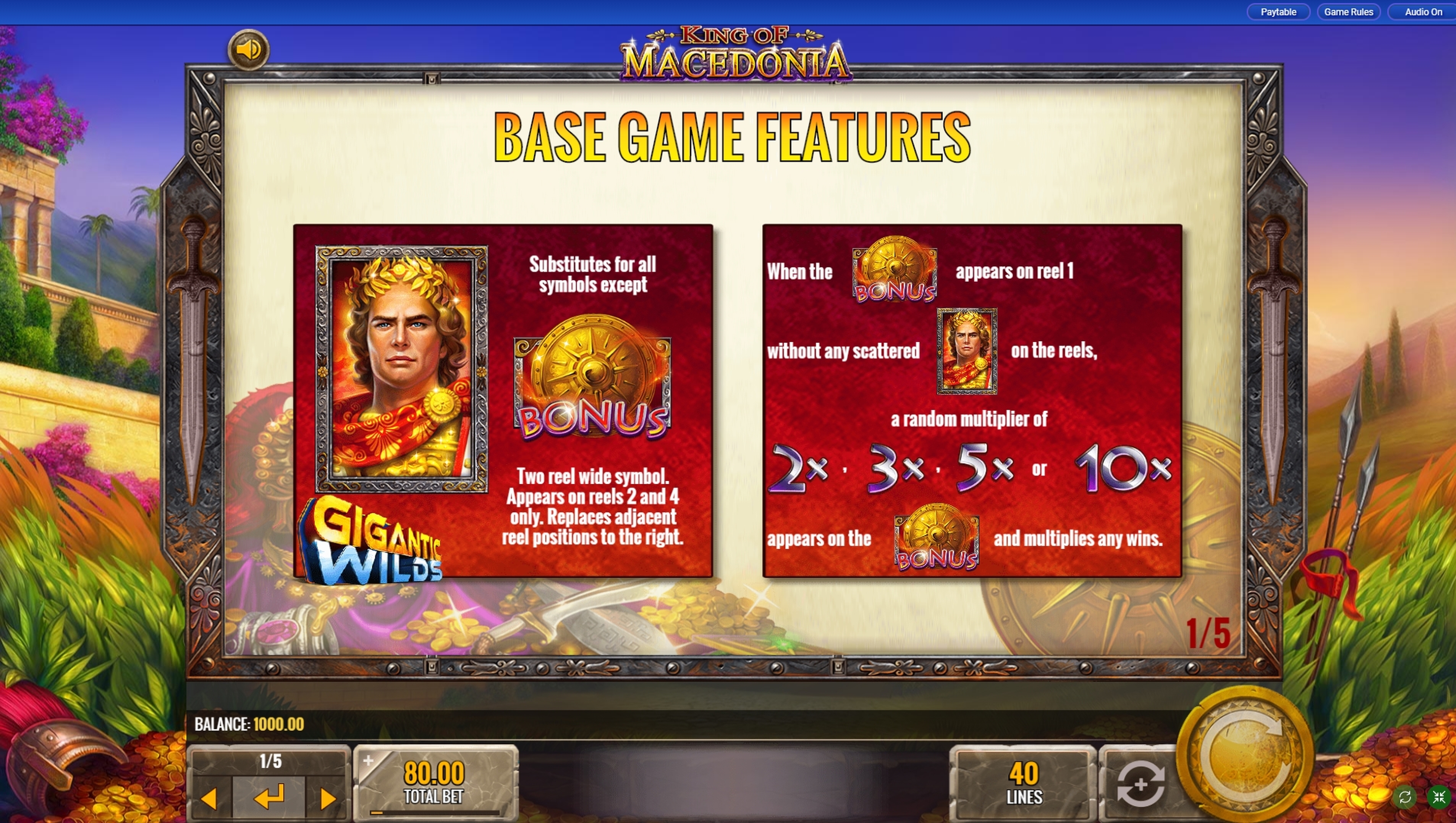 Info of King of Macedonia Slot Game by IGT