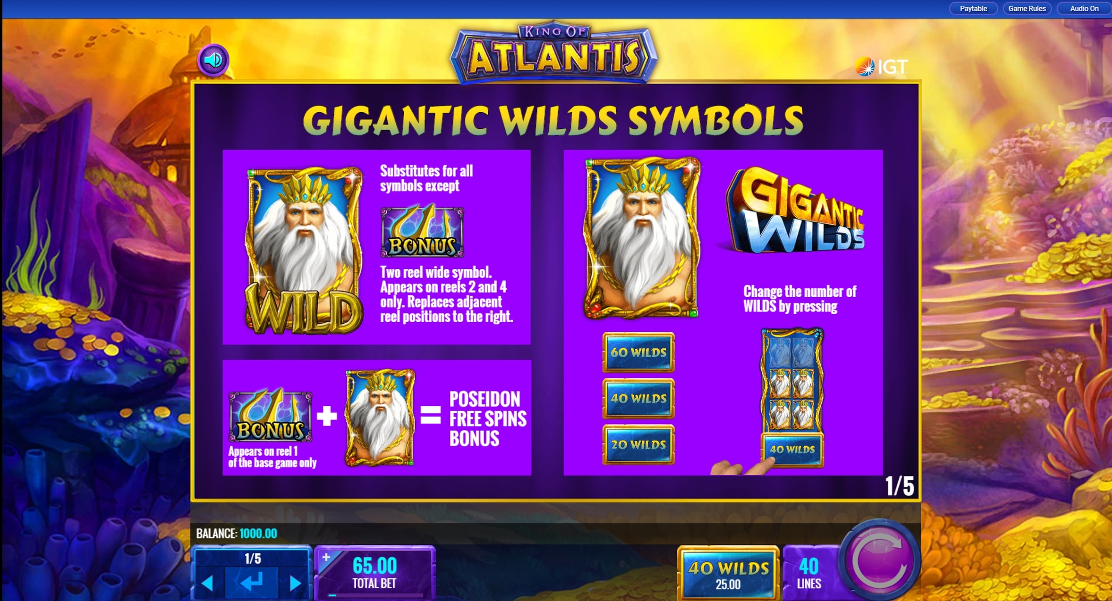Info of King of atlantis Slot Game by IGT