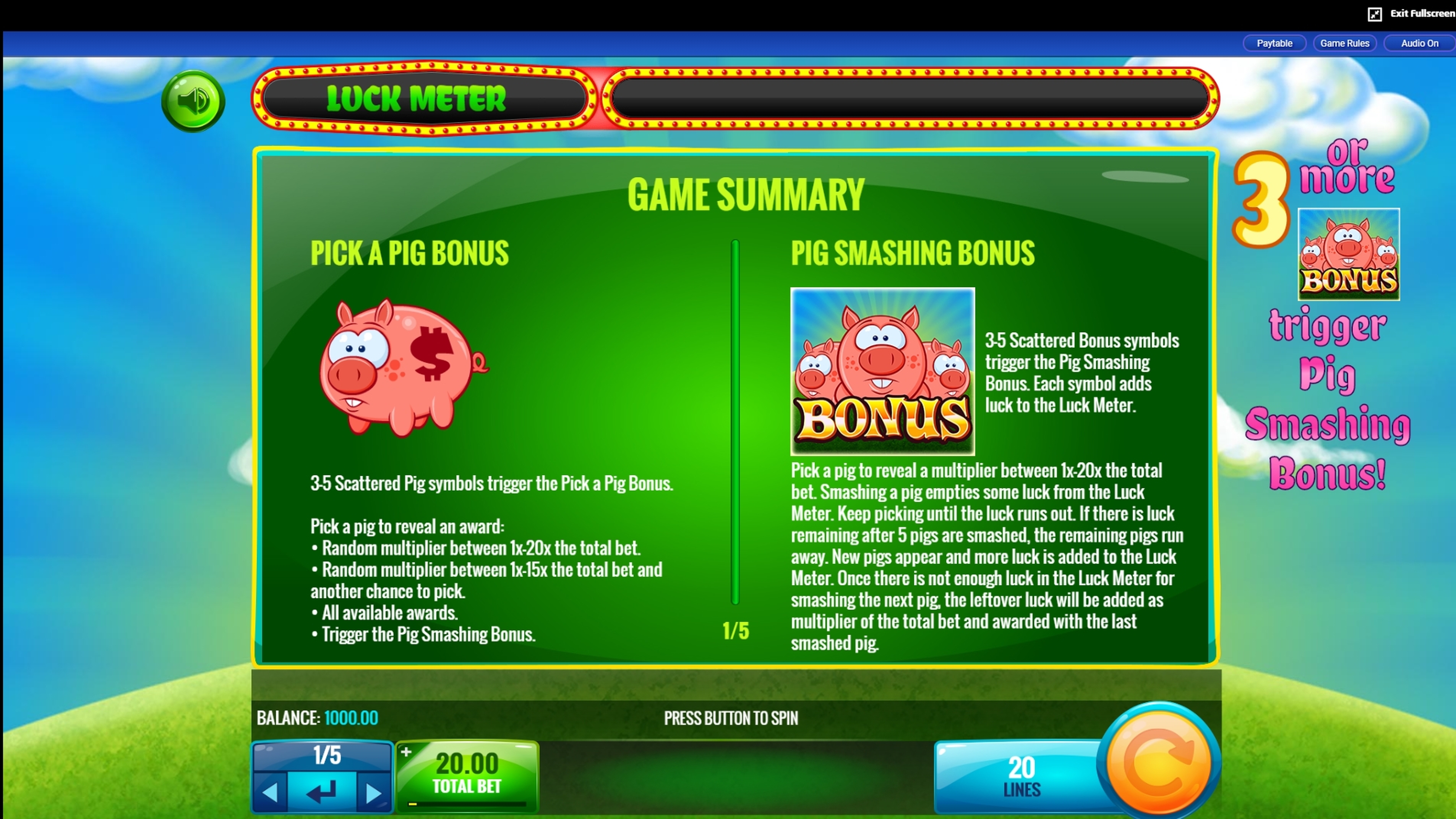 Info of Smash the Pig Slot Game by IGT