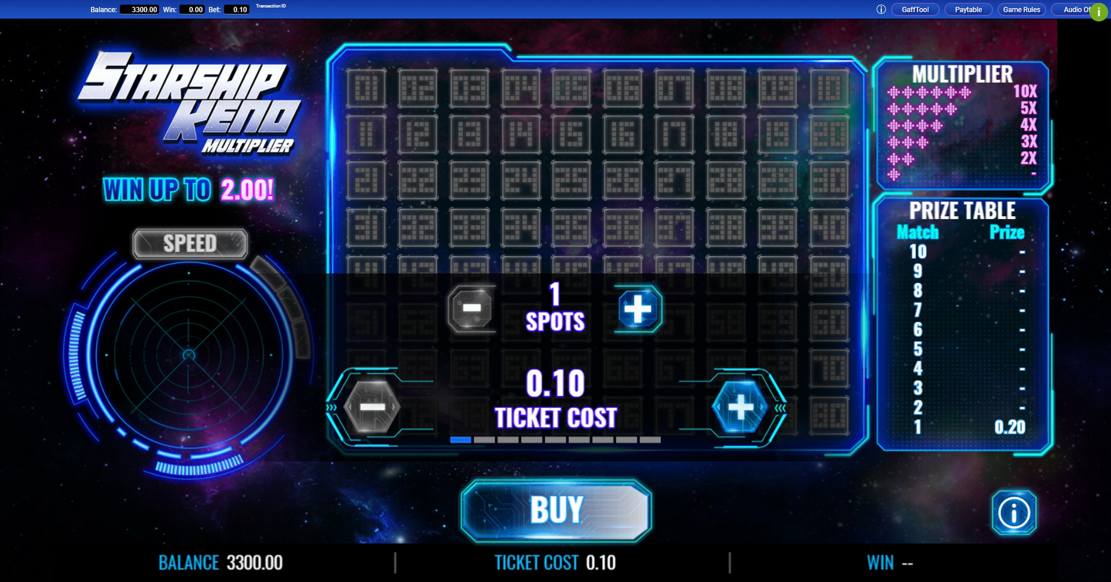 Reels in Starship Keno Multiplier Slot Game by IGT