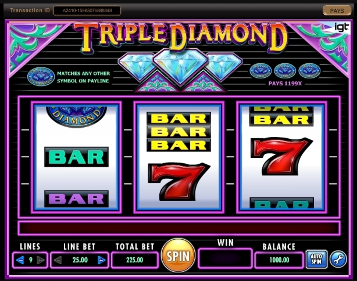Reels in Triple Diamond Slot Game by IGT