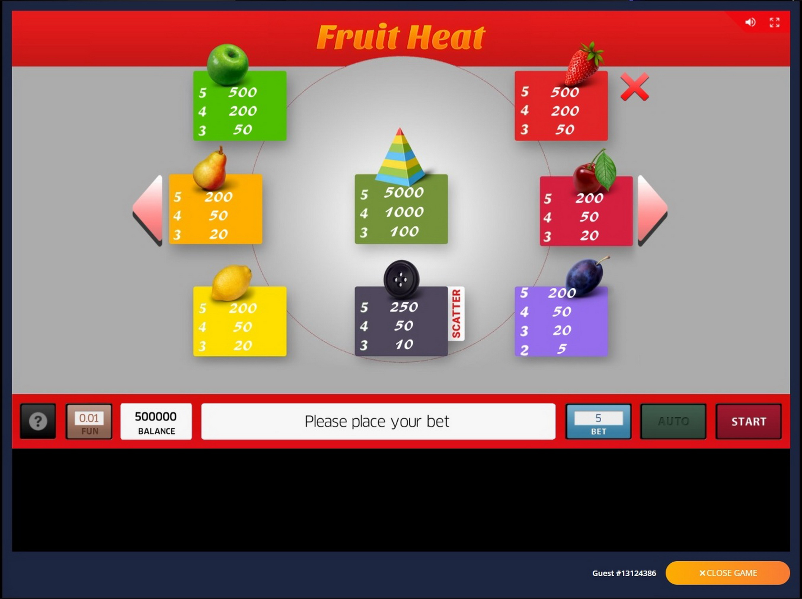 Info of Fruit Heat Slot Game by Inbet Games