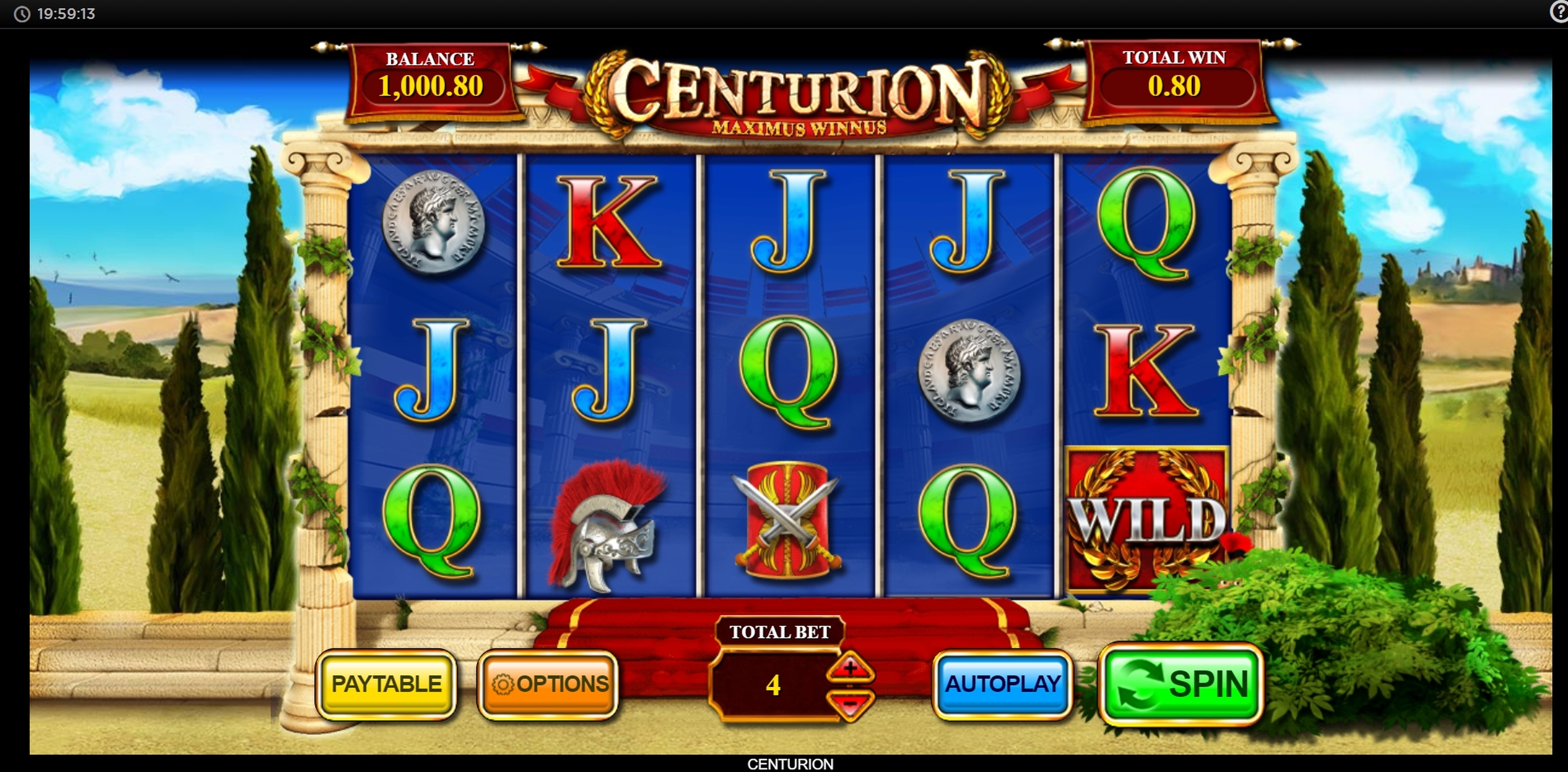 Reels in Centurion Slot Game by Inspired Gaming