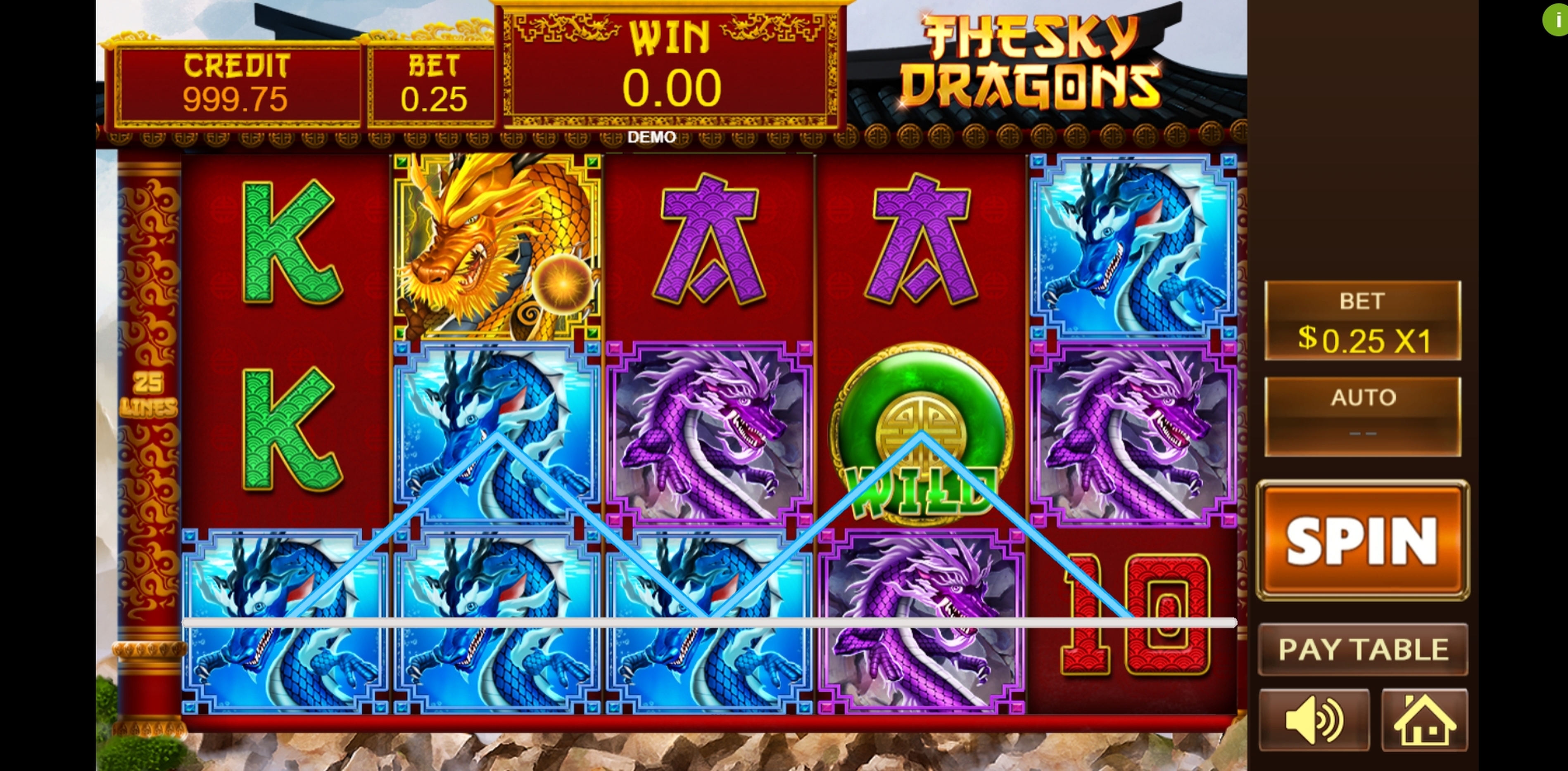 Win Money in The Sky Dragons Free Slot Game by PlayStar