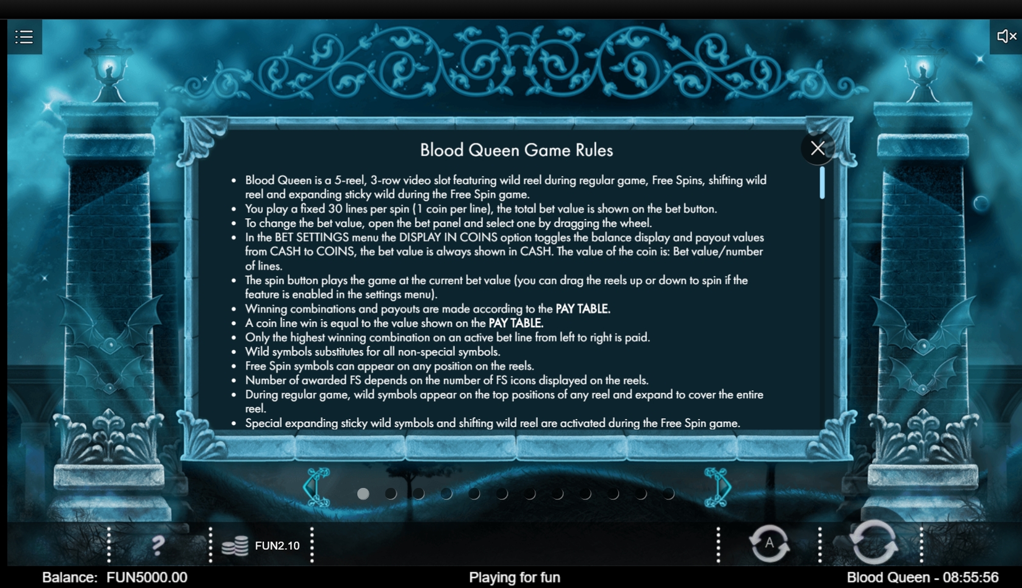 Info of Blood Queen Slot Game by Iron Dog Studios