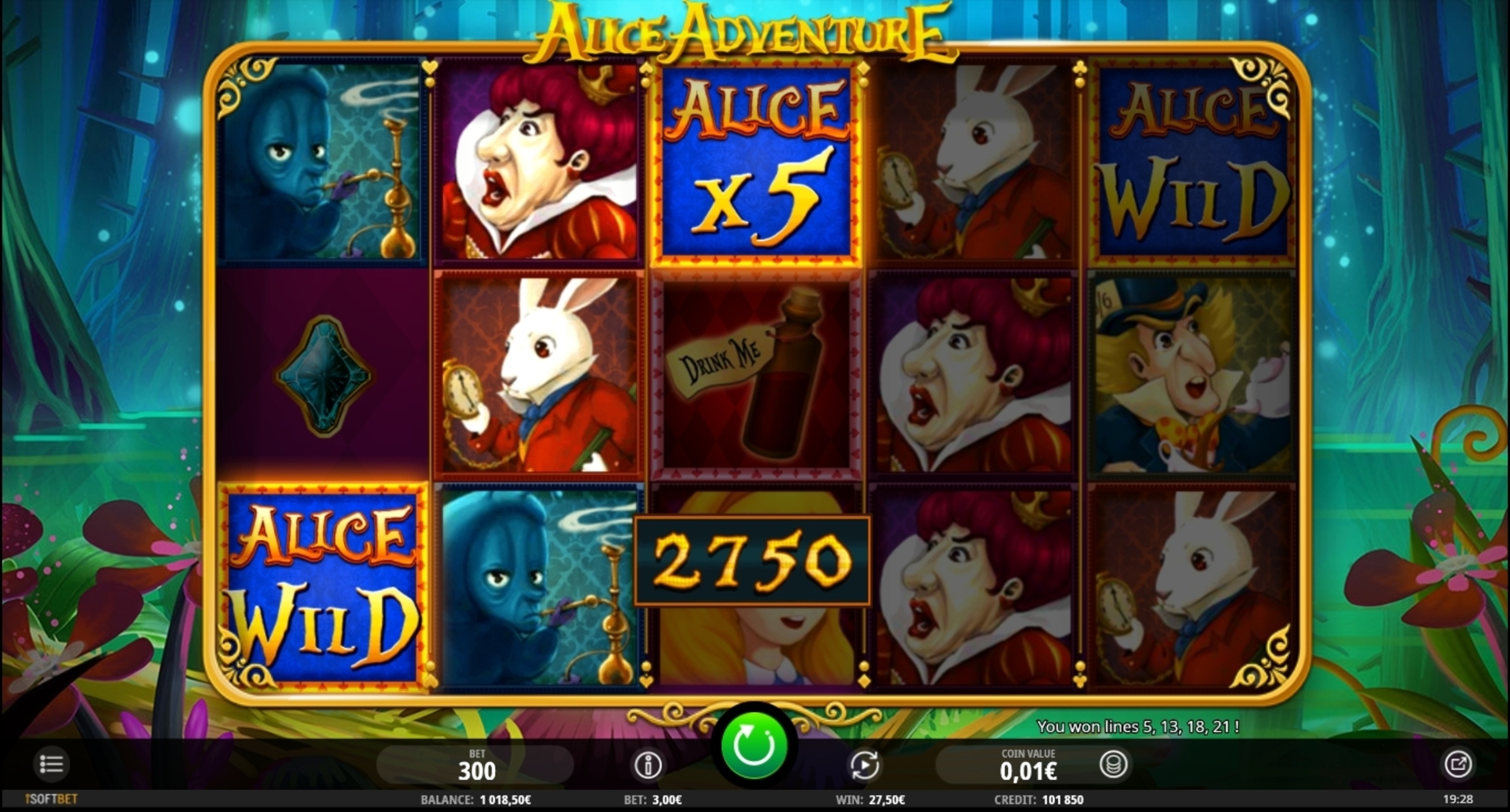 Win Money in Alice Adventure Free Slot Game by iSoftBet