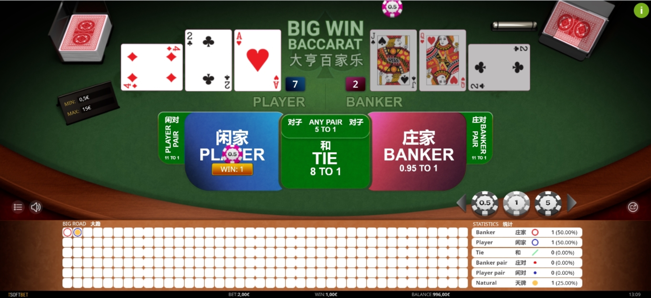 Win Money in Big Win Baccarat Free Slot Game by iSoftBet