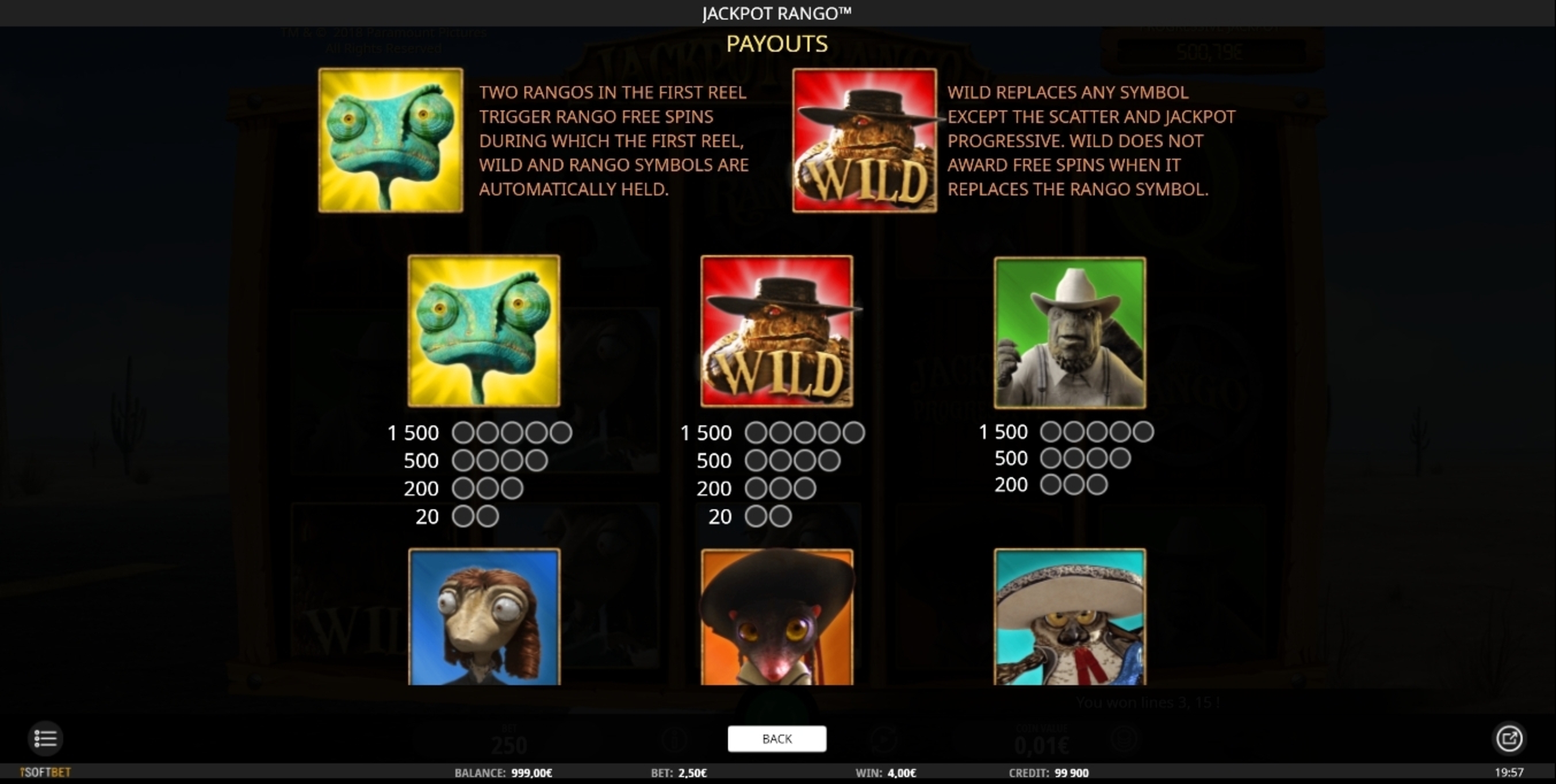 Info of Jackpot Rango Slot Game by iSoftBet