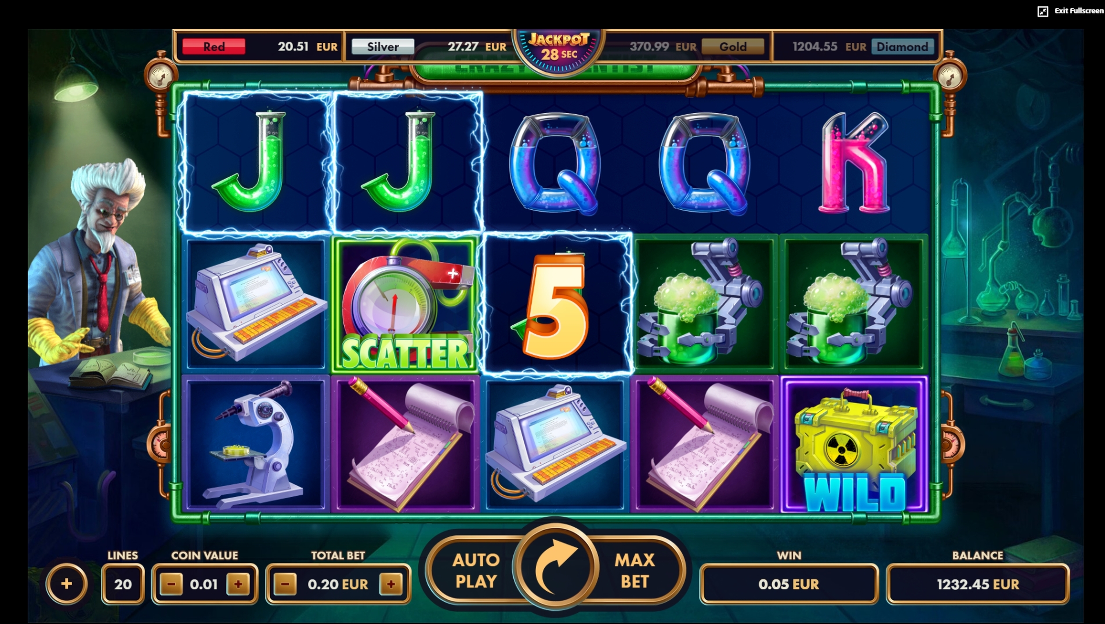Win Money in Crazy Scientist Free Slot Game by Jumbo Games