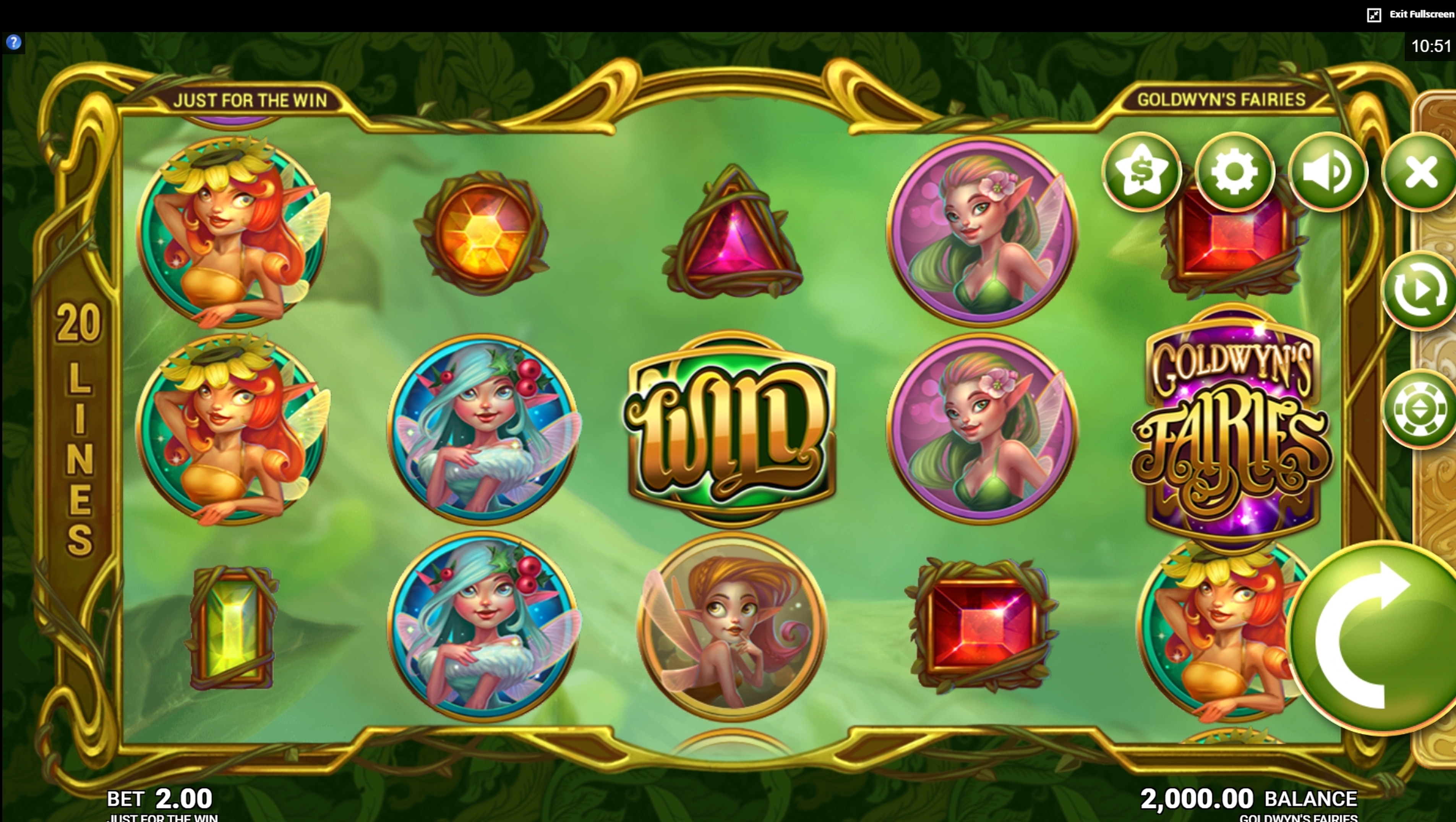 Reels in Goldwyn's Fairies Slot Game by Just For The Win