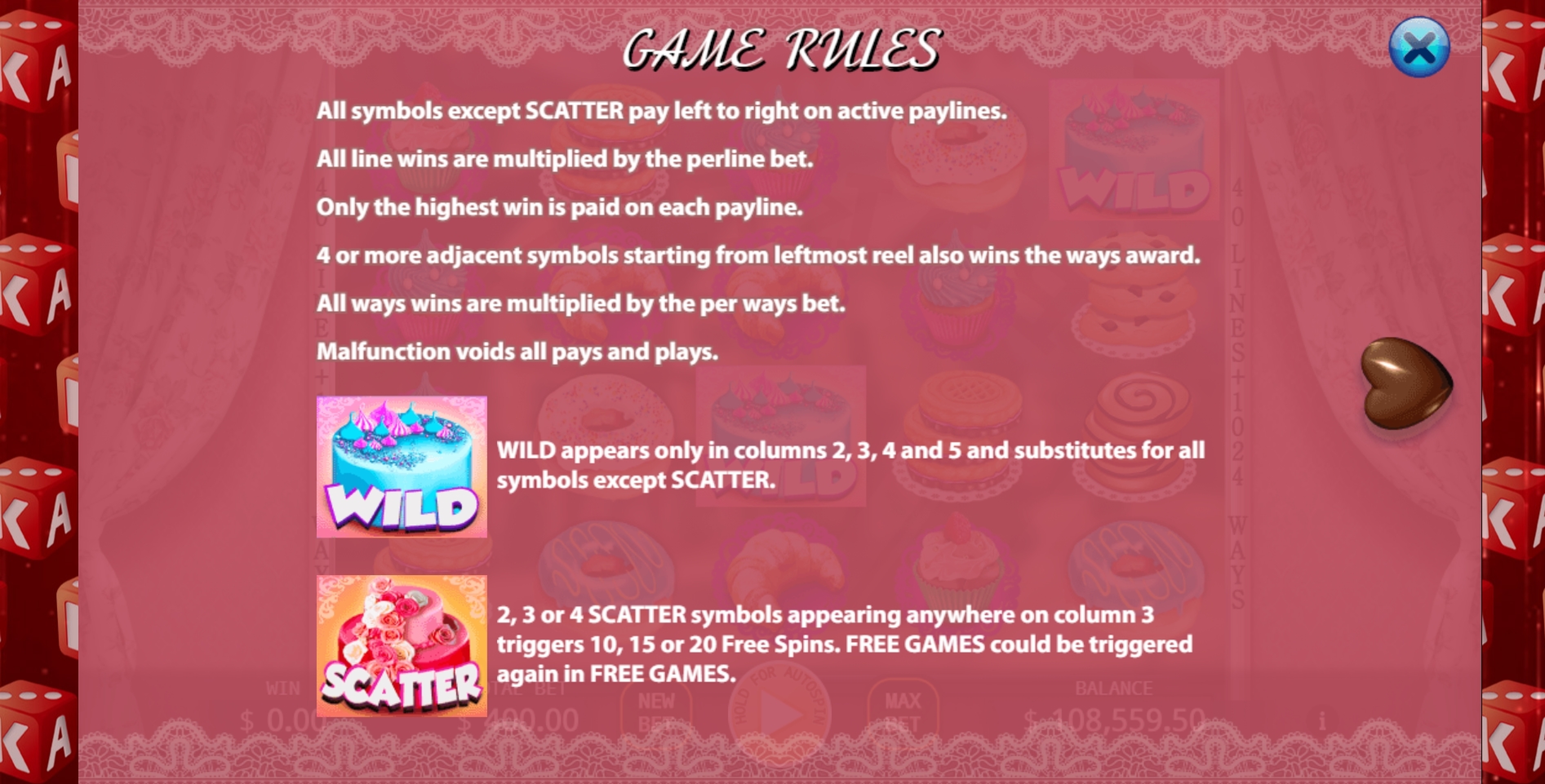 Info of Bakery Sweetness Slot Game by KA Gaming