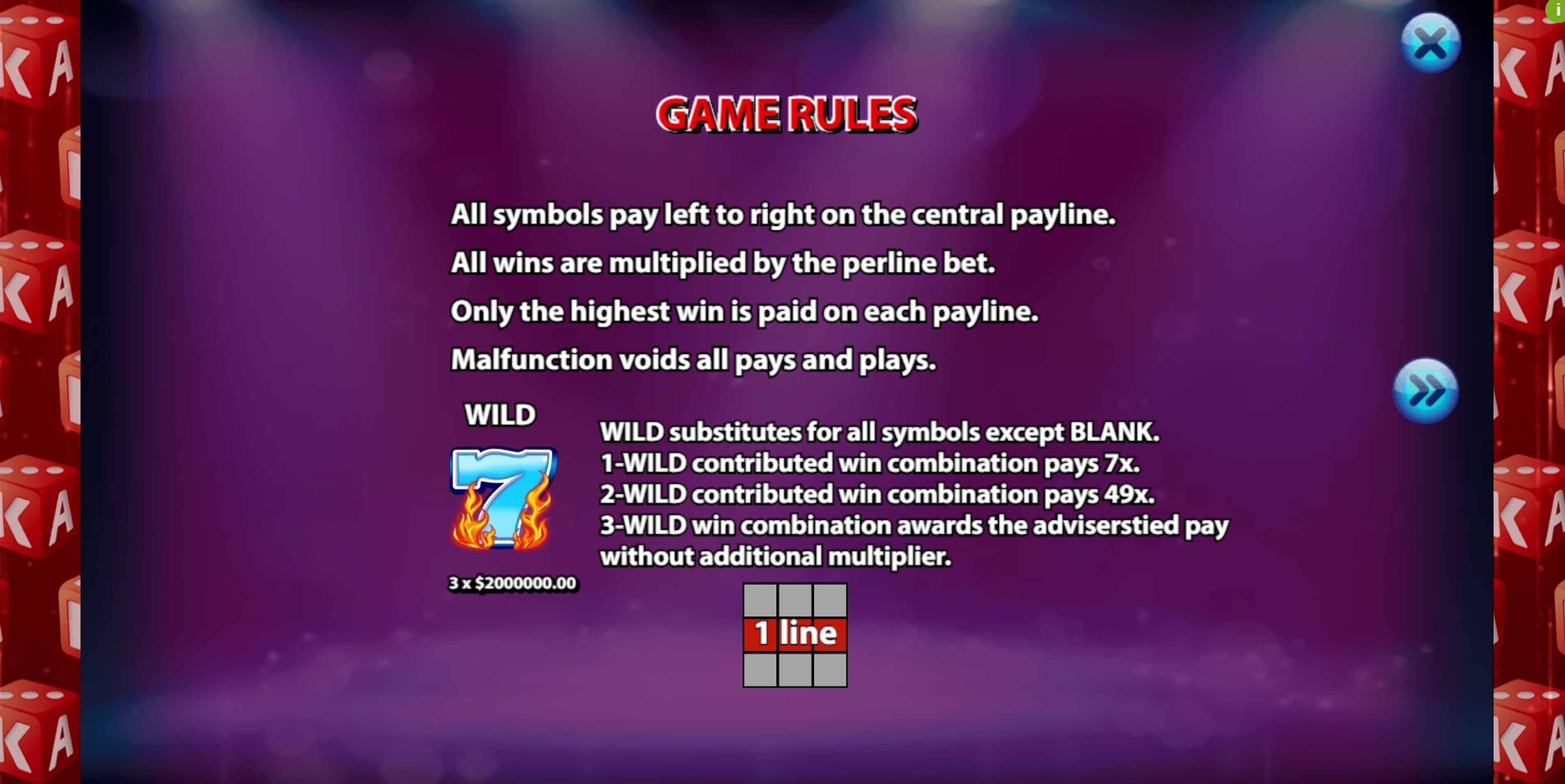 Info of Flaming 7's Slot Game by KA Gaming