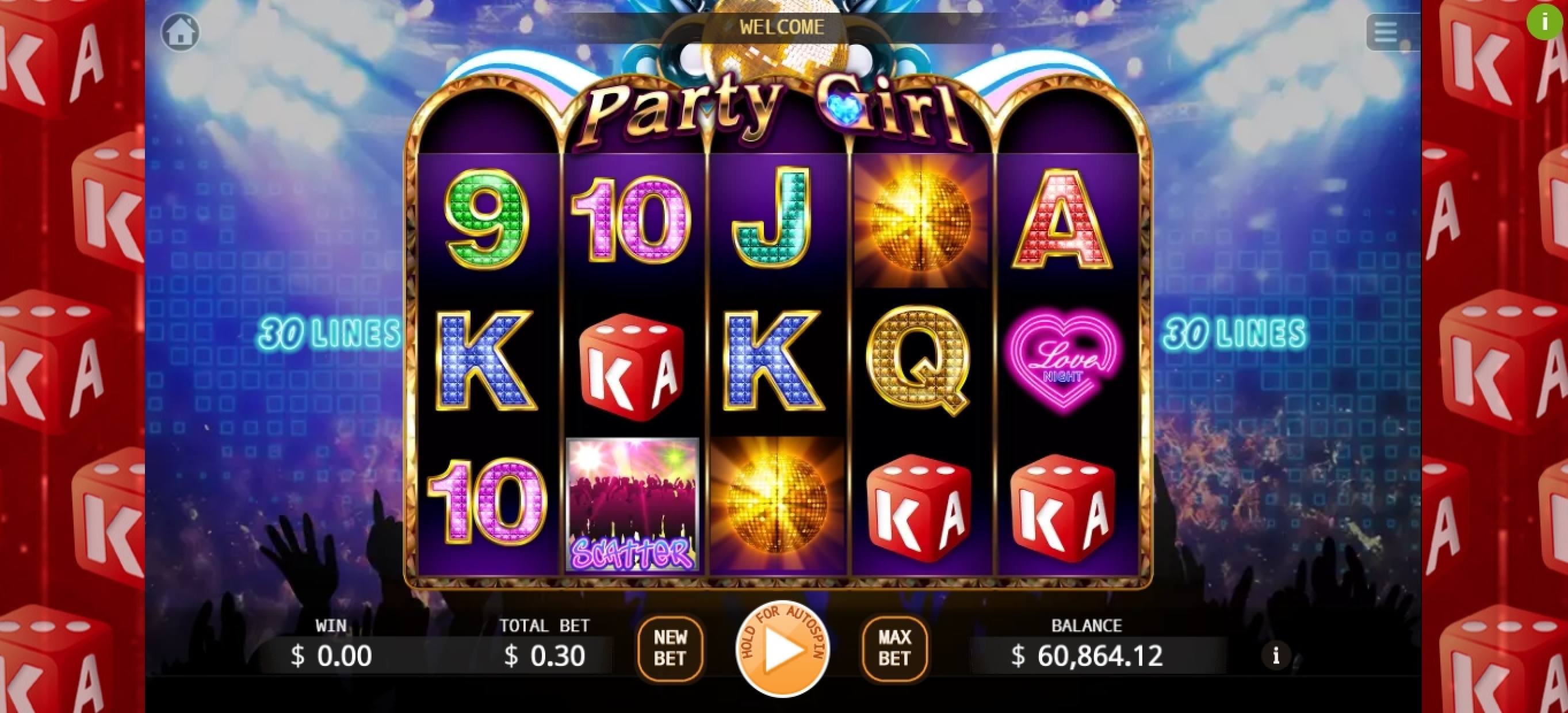 Reels in Party Girl Slot Game by KA Gaming