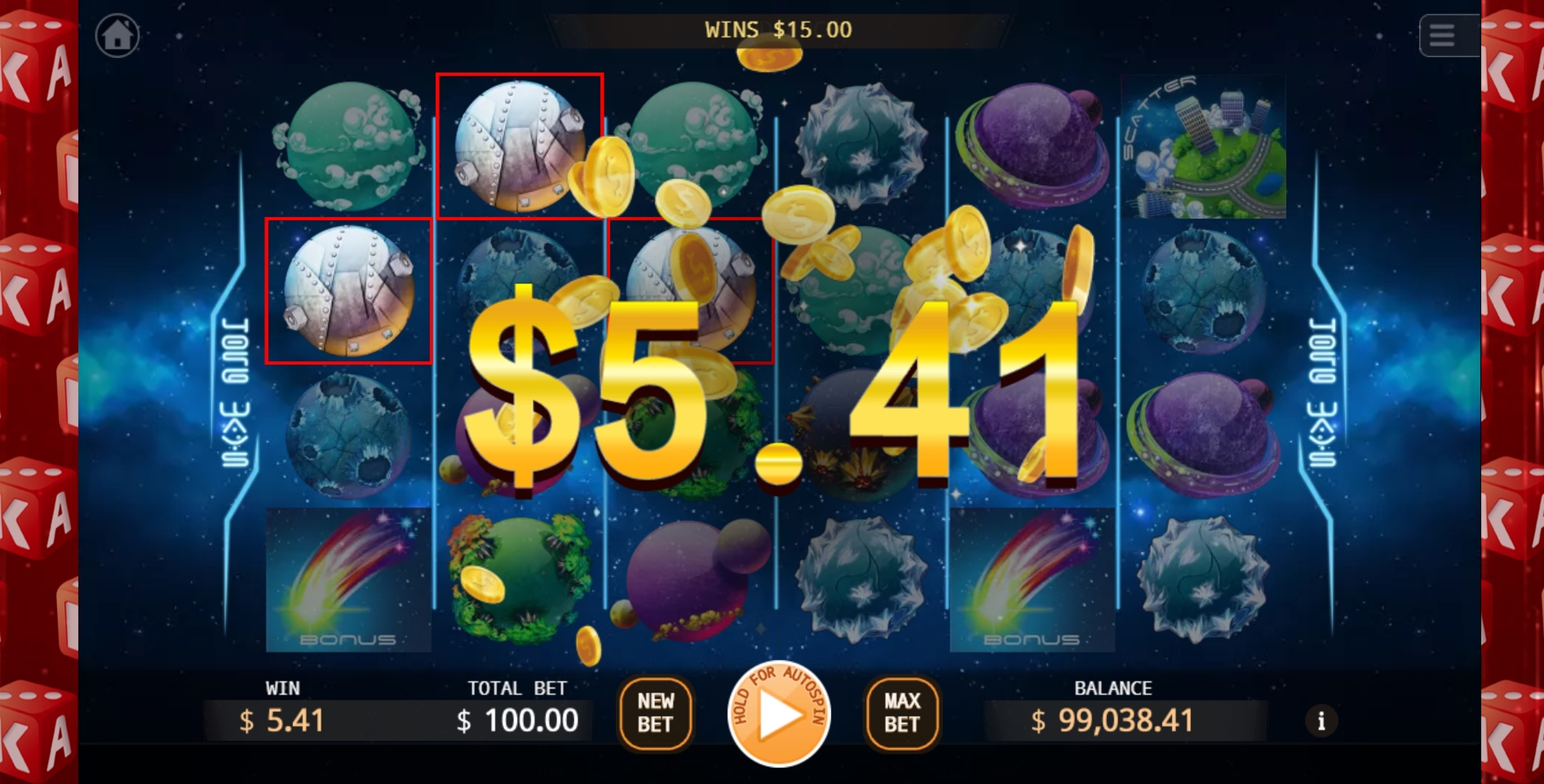 Win Money in Spinning In Space Free Slot Game by KA Gaming