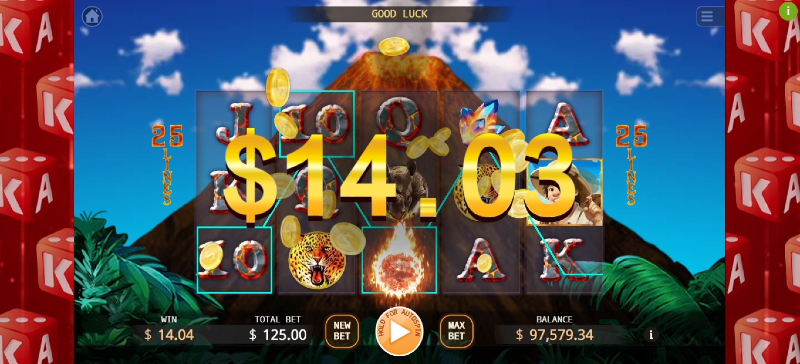 Win Money in Volcano Adventure Free Slot Game by KA Gaming