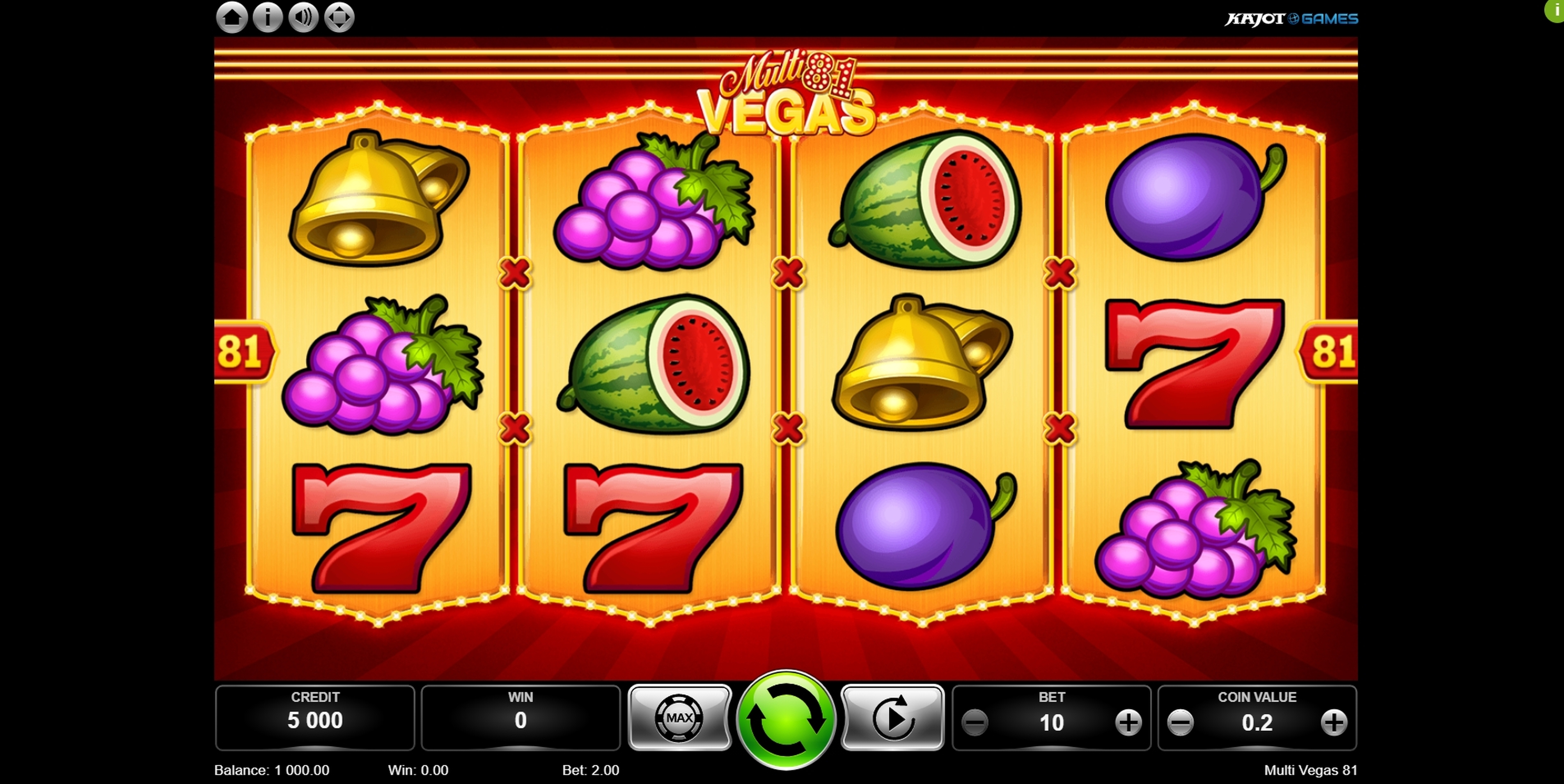 Reels in Multi Vegas 81 Slot Game by Kajot