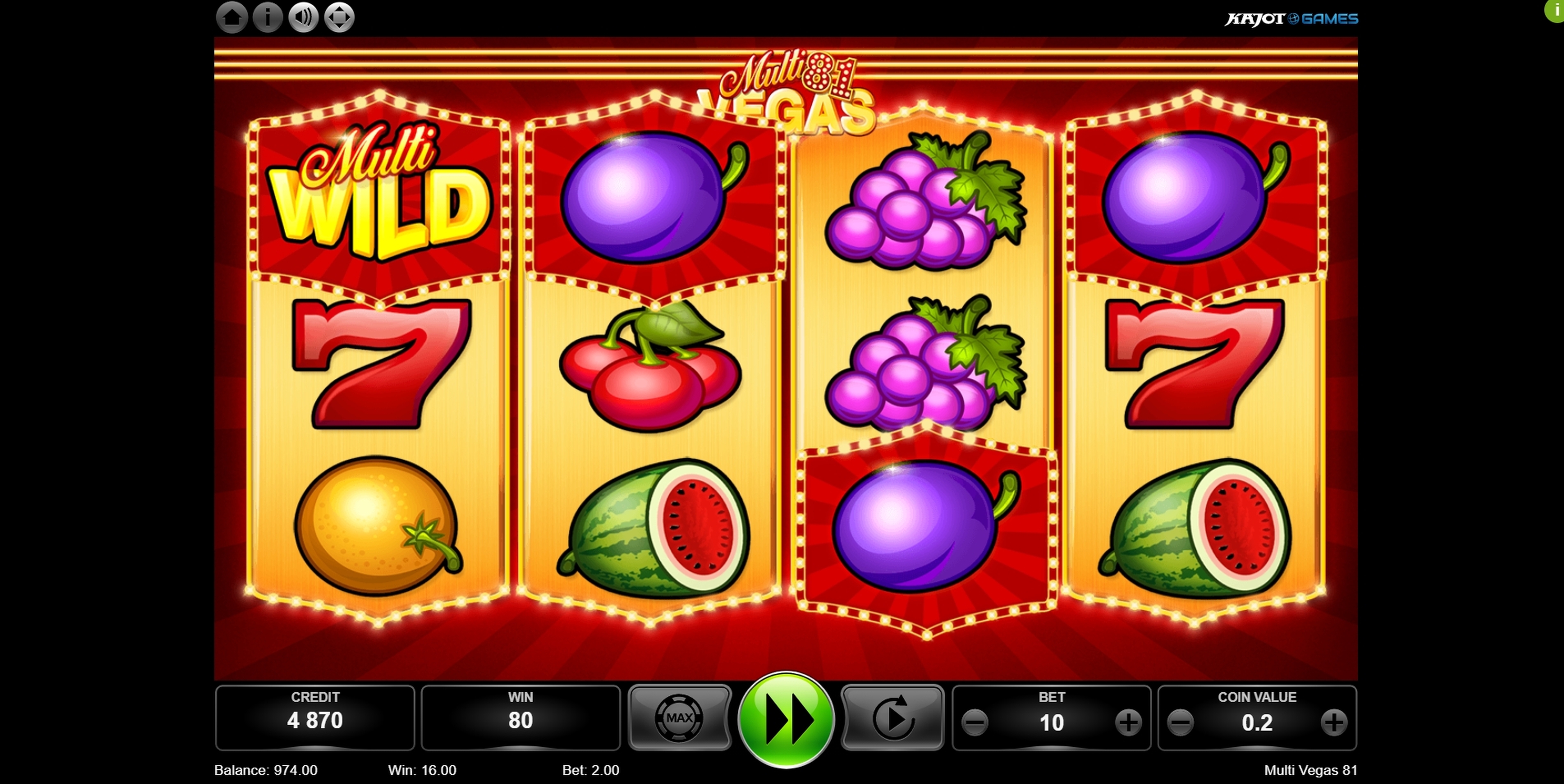 Win Money in Multi Vegas 81 Free Slot Game by Kajot