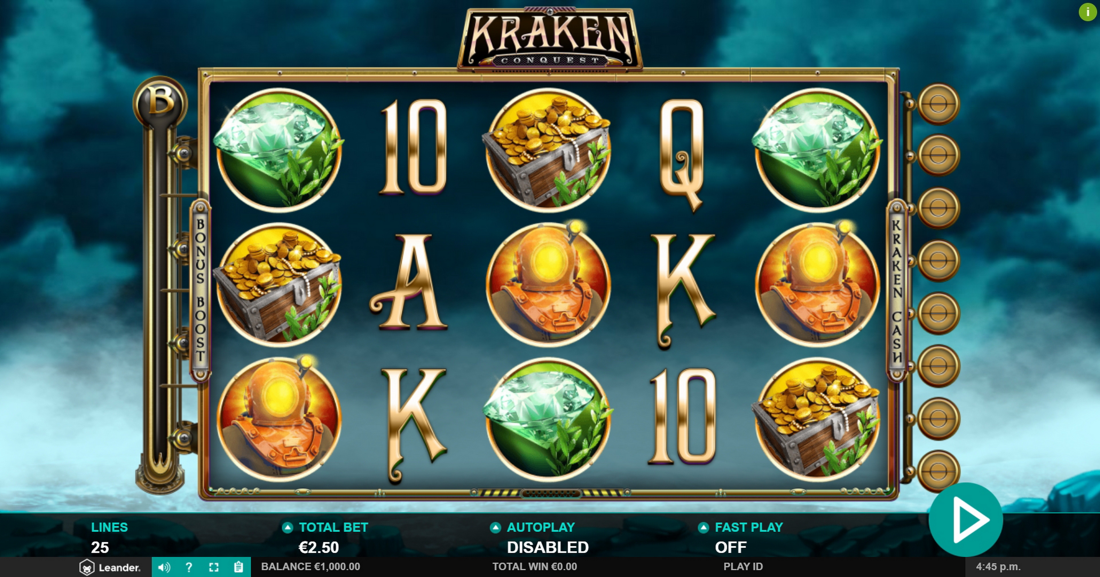 Reels in Kraken Conquest Slot Game by Leander Games