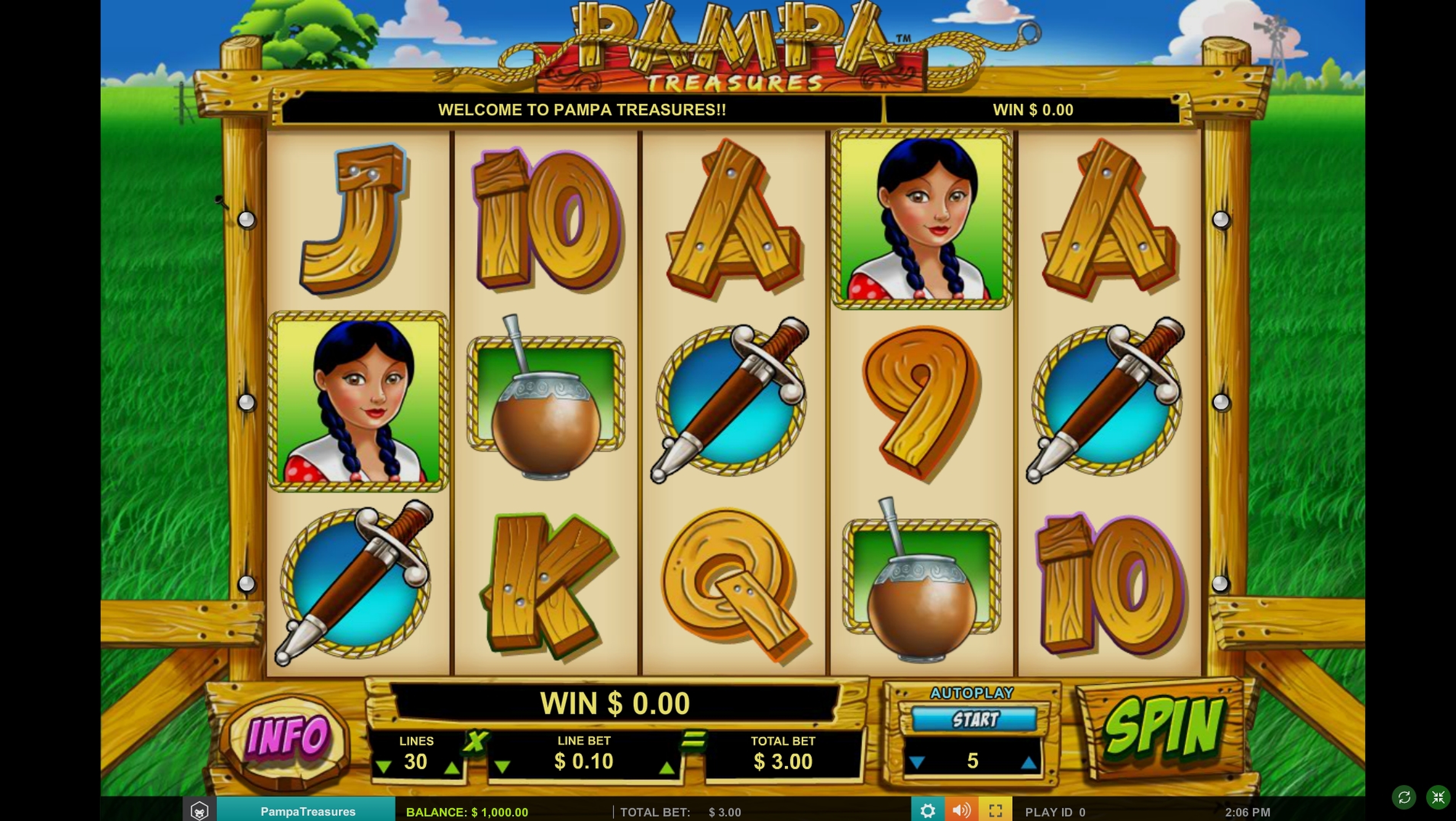 Reels in Pampa Treasures Slot Game by Leander Games