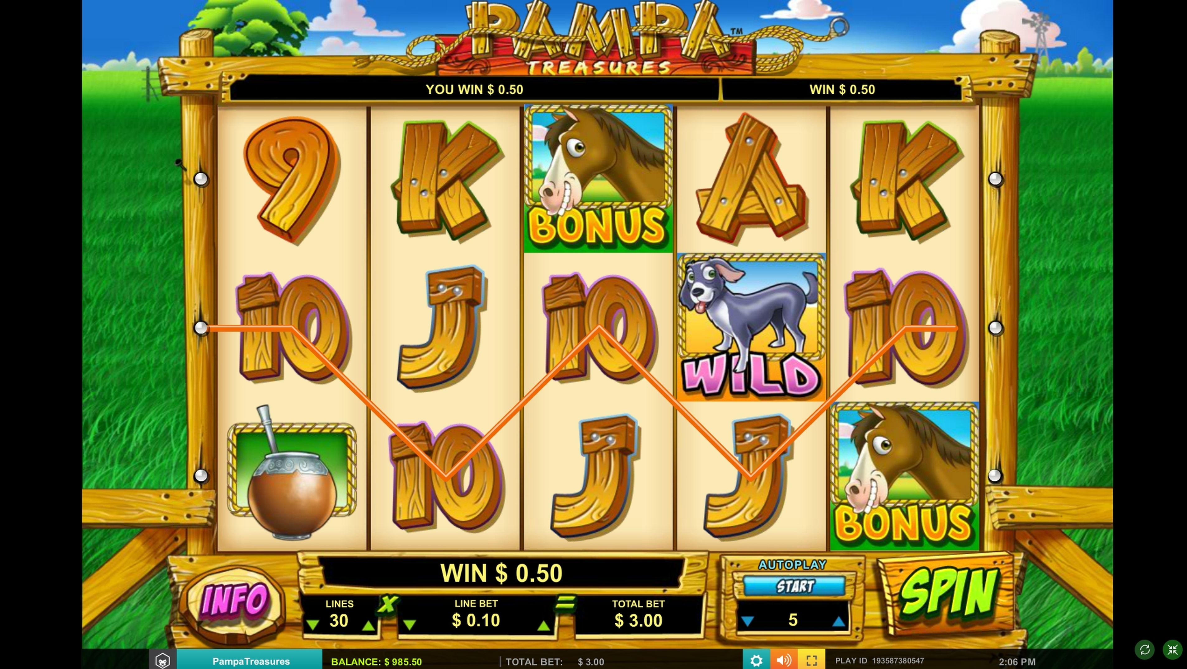 Win Money in Pampa Treasures Free Slot Game by Leander Games