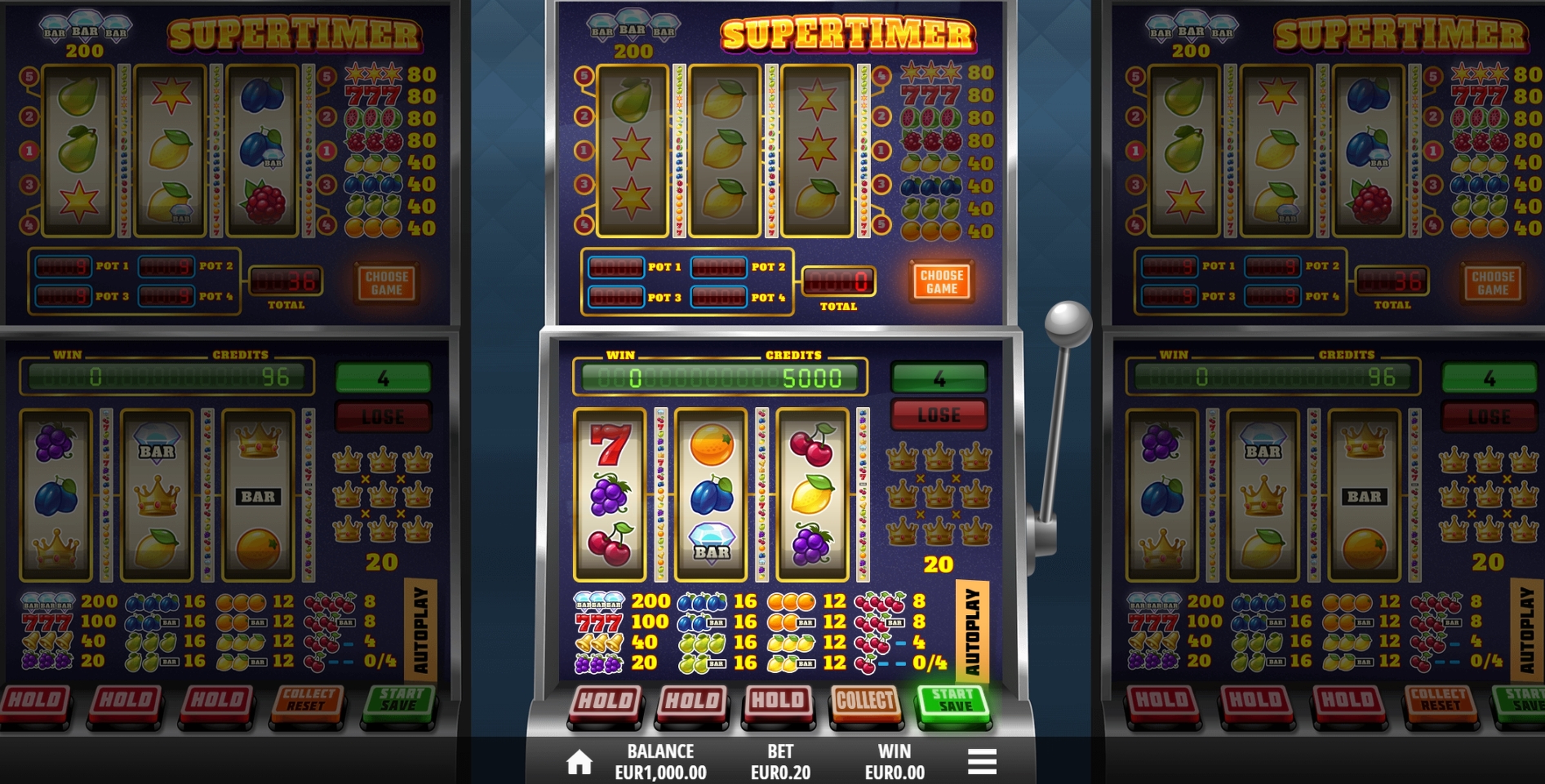 Reels in Supertimer Slot Game by Leander Games