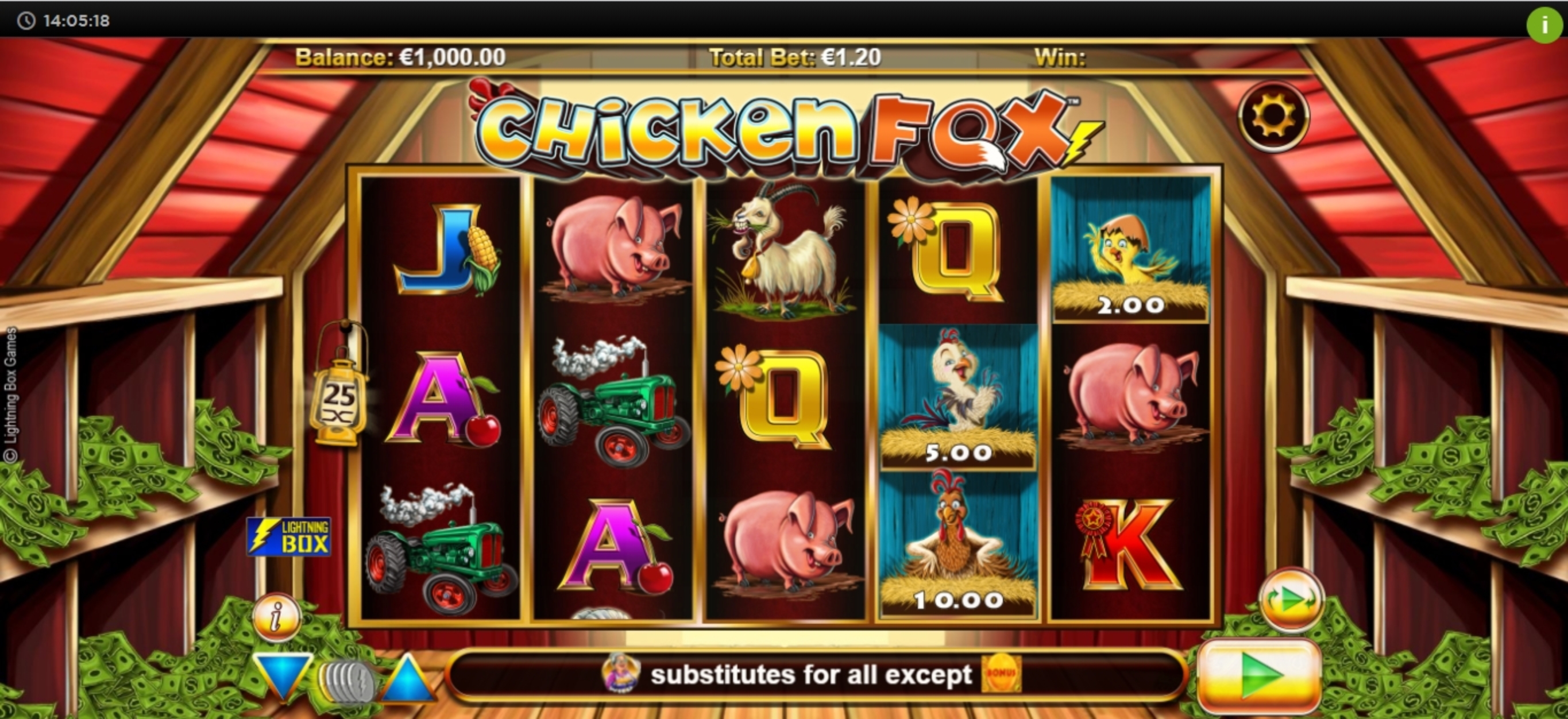 Reels in Chicken Fox Slot Game by Lightning Box