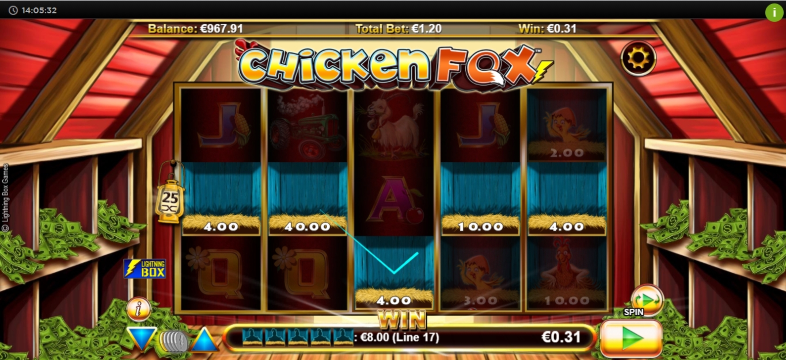 Win Money in Chicken Fox Free Slot Game by Lightning Box