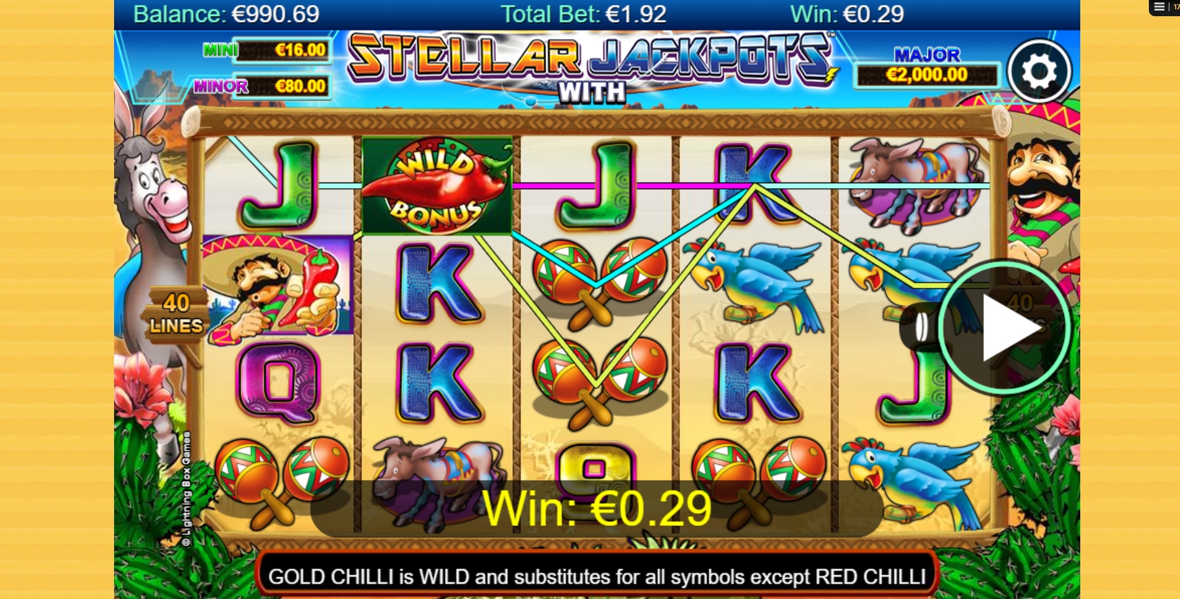 Win Money in Stellar Jackpots with Chilli Gold x2 Free Slot Game by Lightning Box