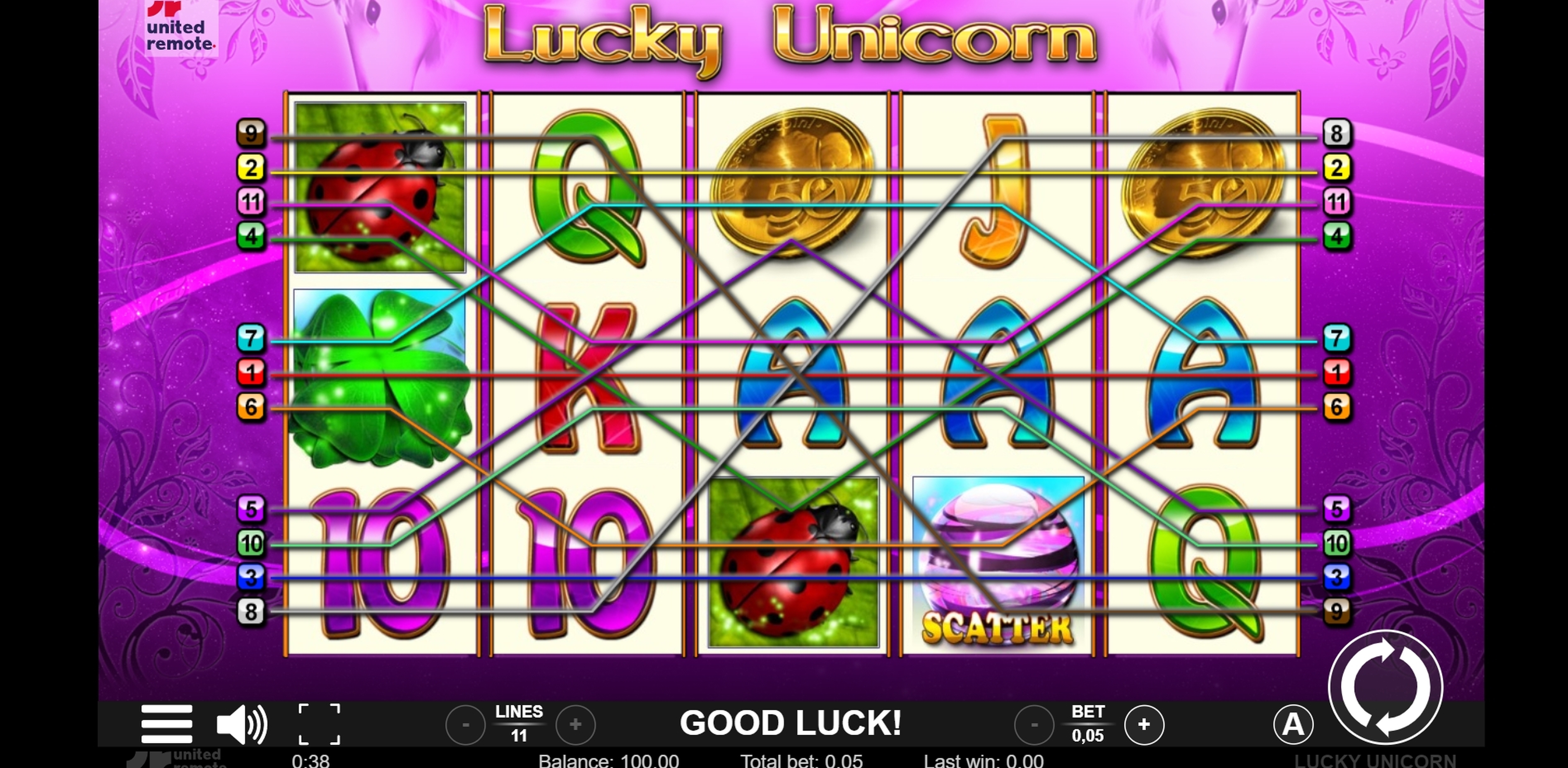 Reels in Lucky Unicorn Slot Game by LionLine