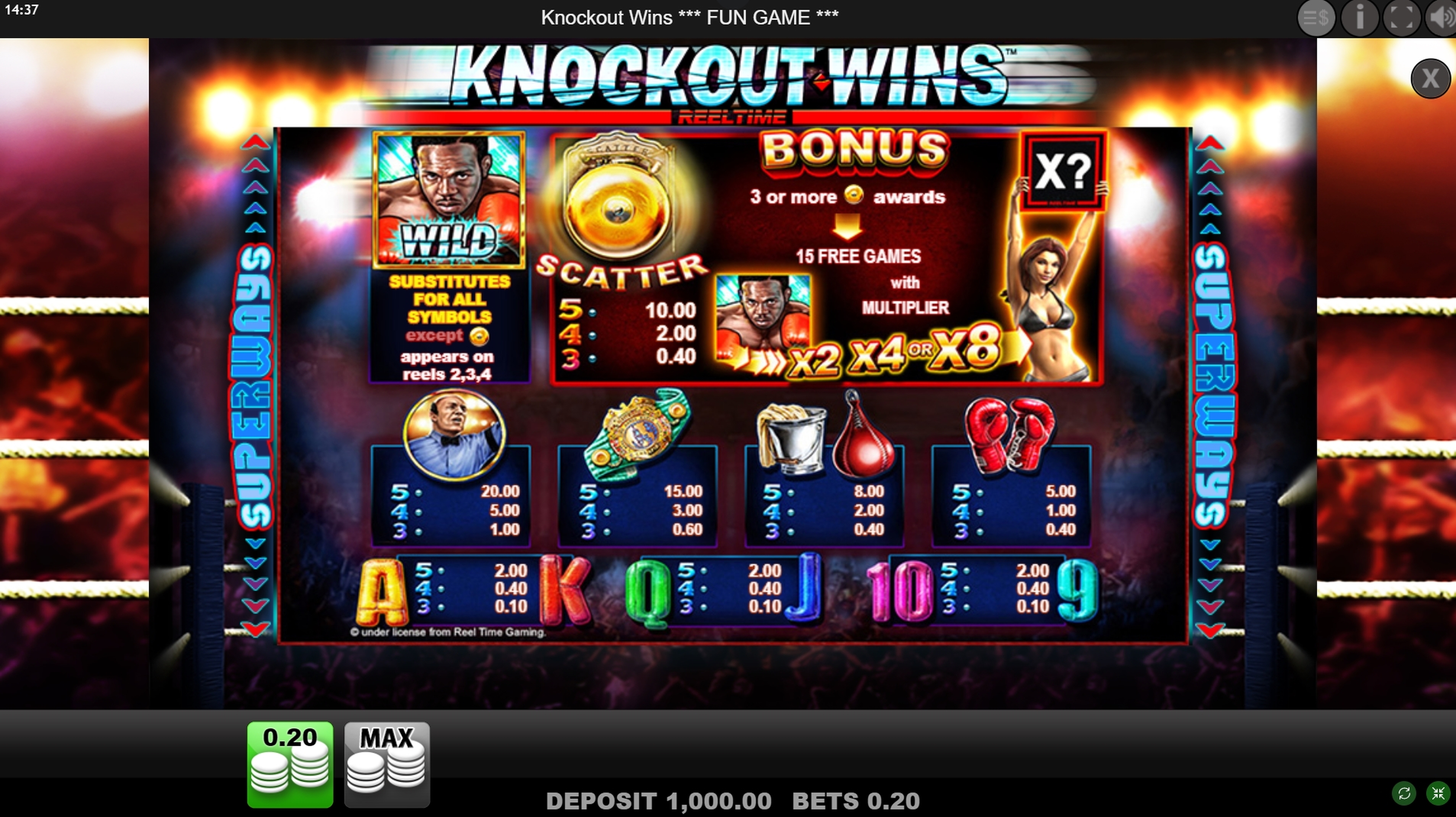Info of Knockout Wins Slot Game by Merkur Gaming