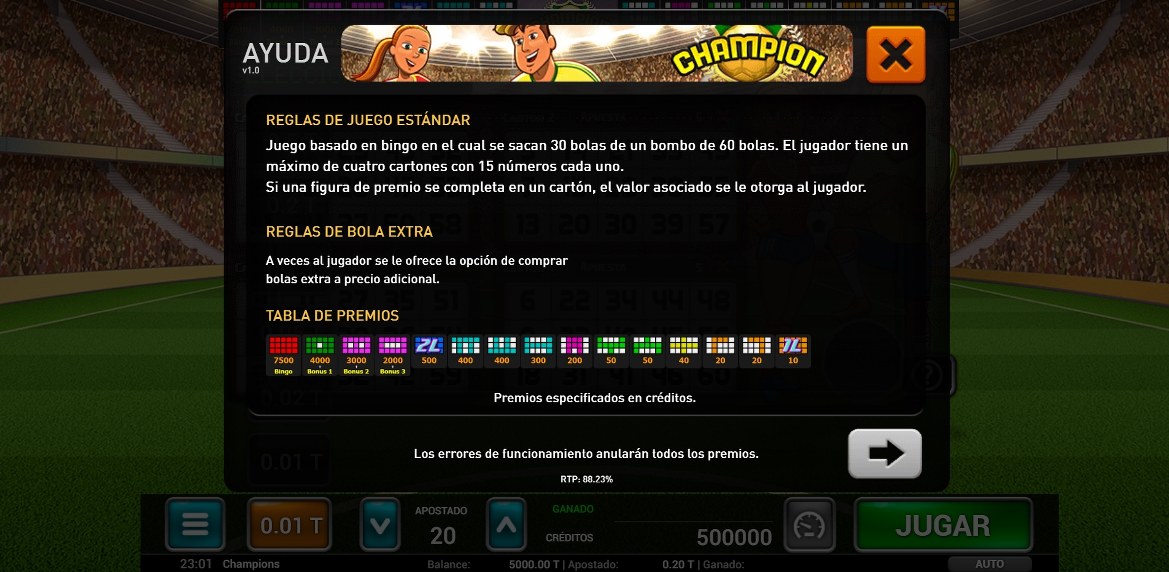Info of Champion Bingo Slot Game by MGA
