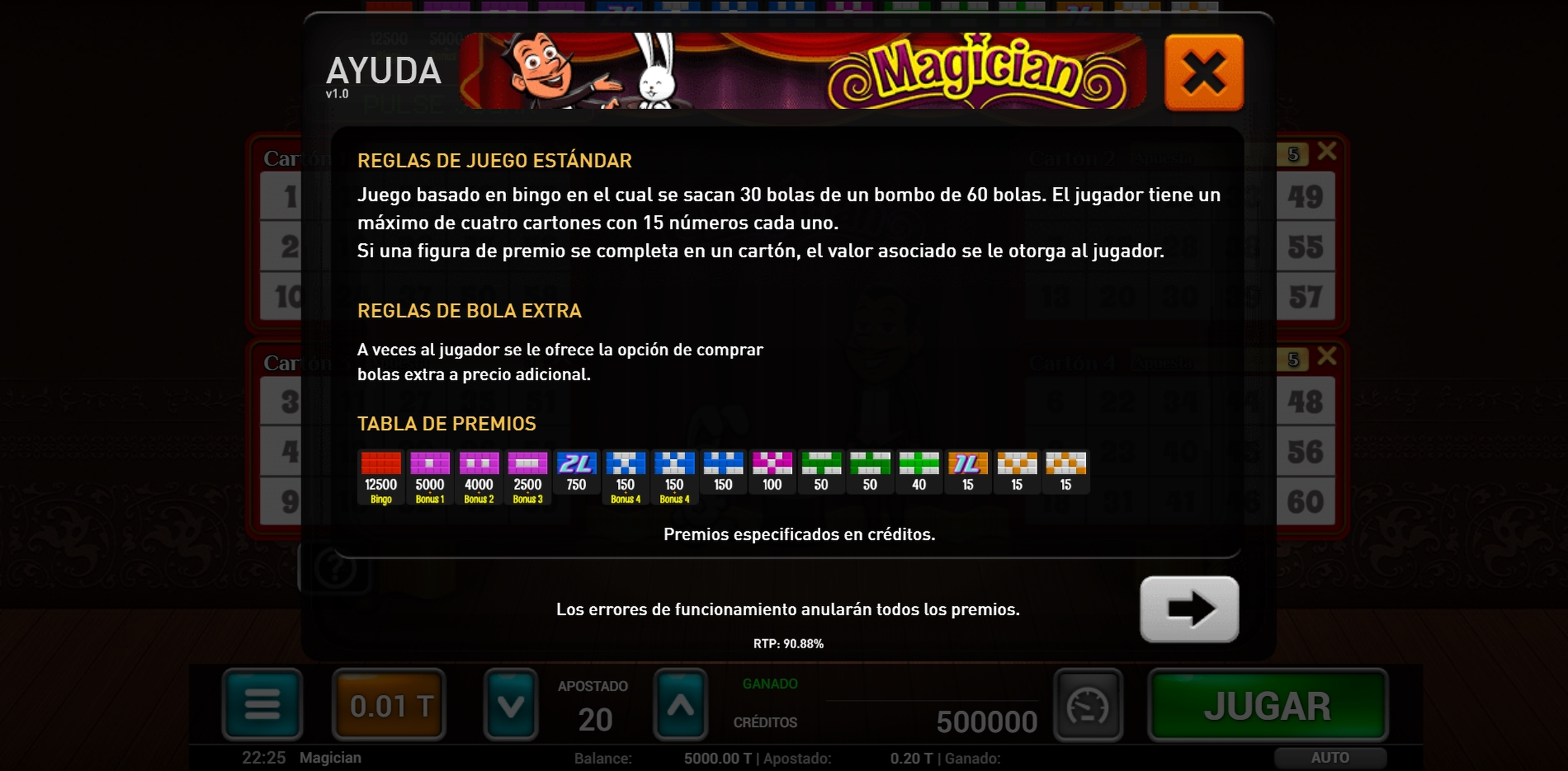 Info of Magician Bingo Slot Game by MGA
