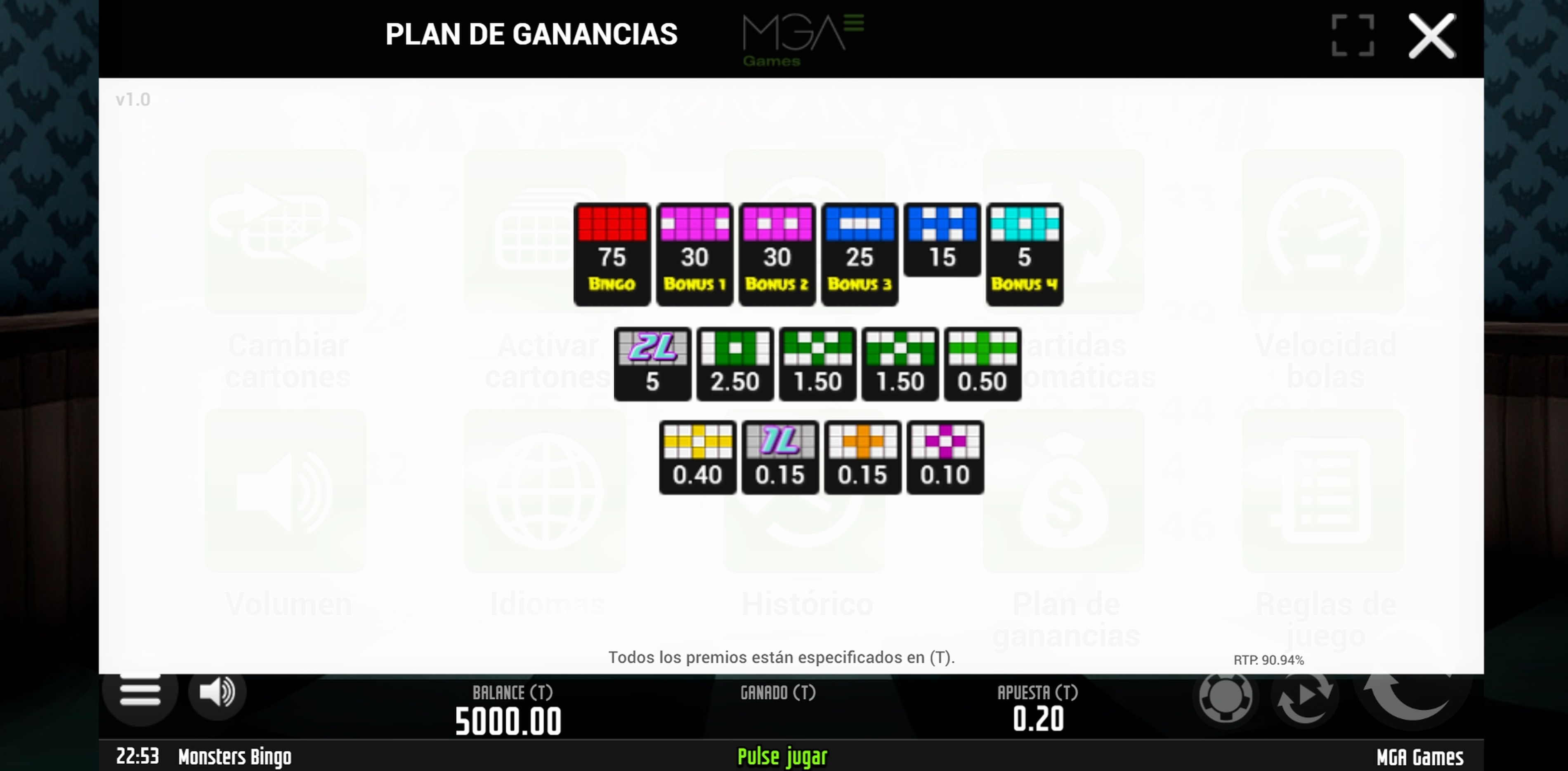 Info of Monsters Bingo Slot Game by MGA