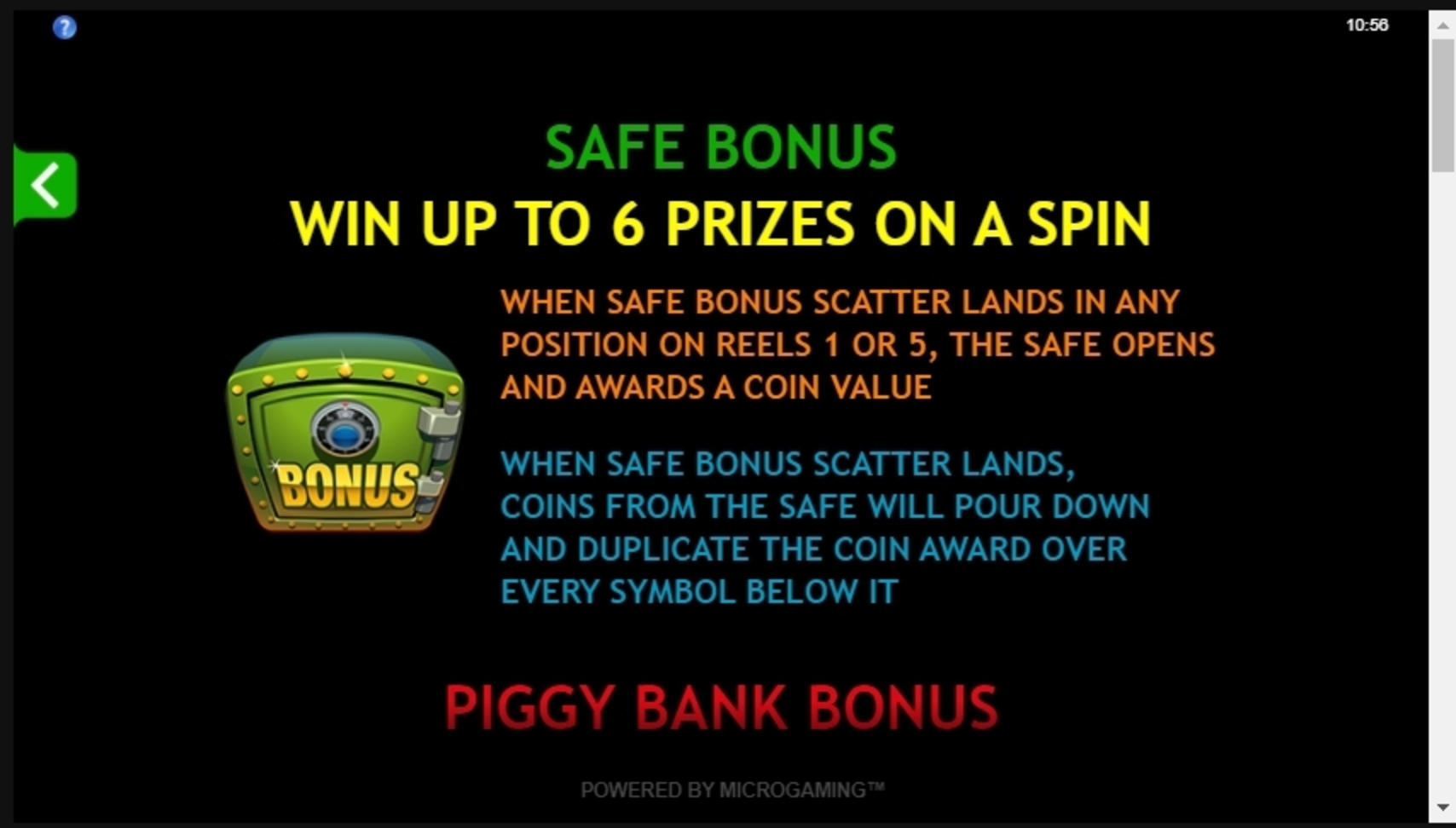 Info of Bust The Bank Slot Game by Microgaming