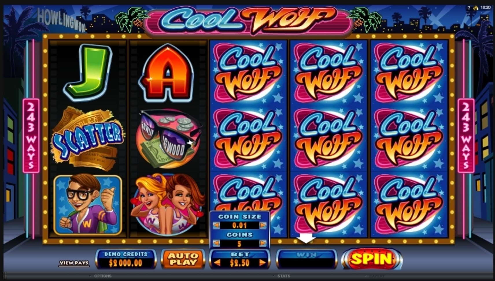 Reels in Cool Wolf Slot Game by Microgaming