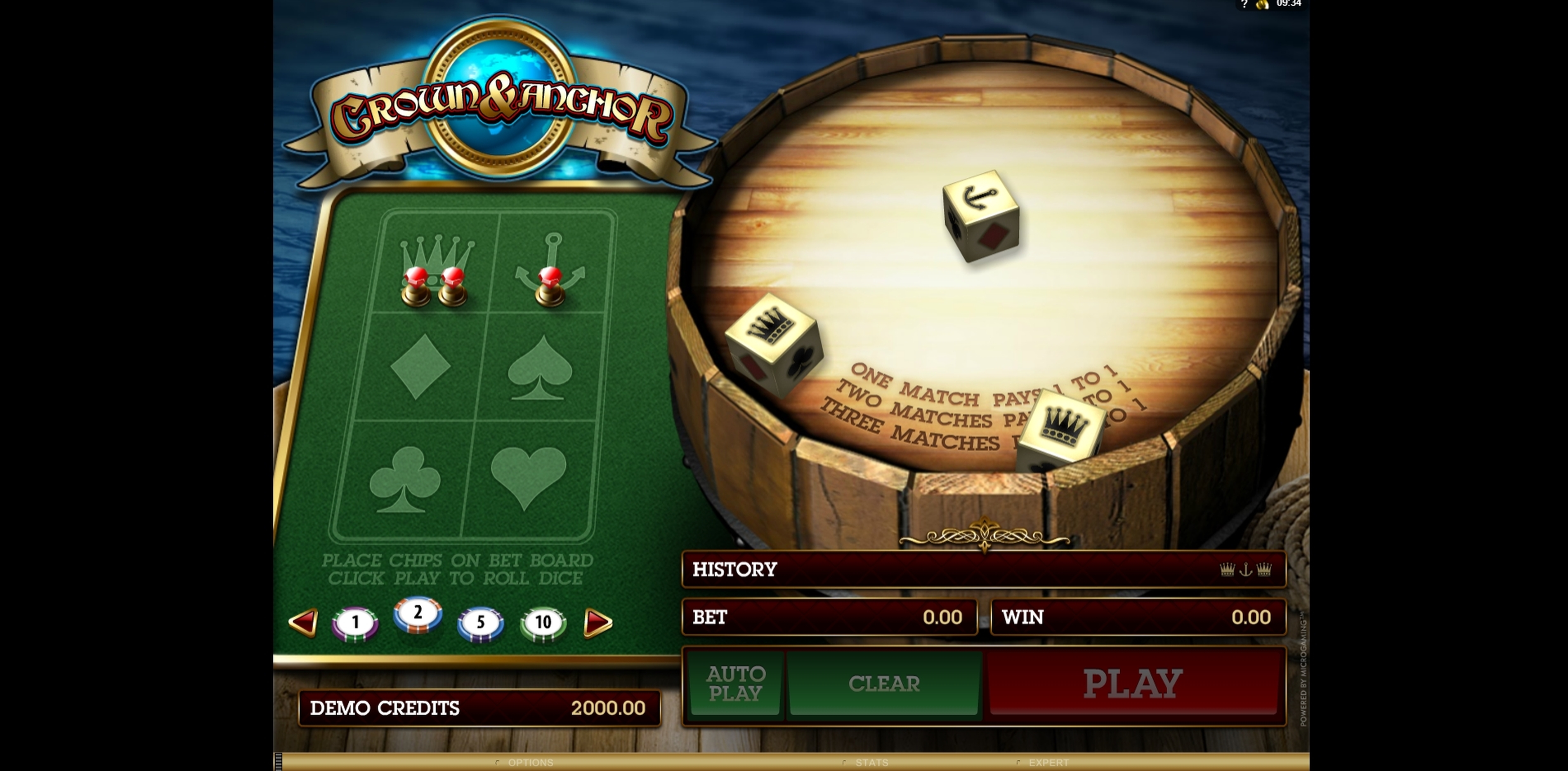 Reels in Crown and Anchor Slot Game by Microgaming