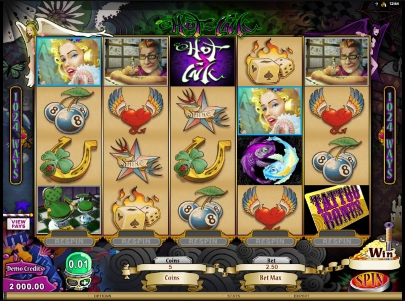 Reels in Hot Ink Slot Game by Microgaming