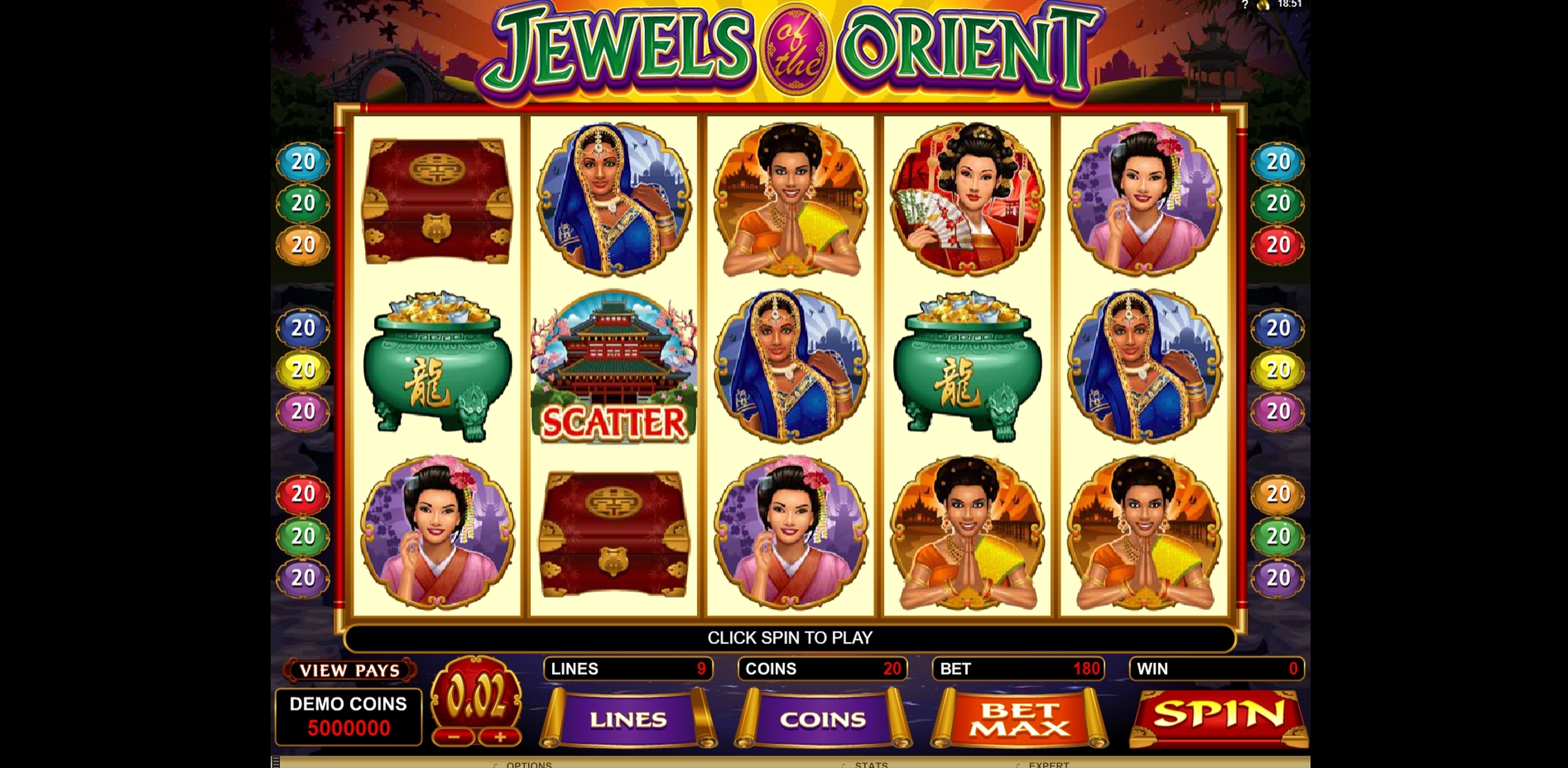 Reels in Jewels of the Orient Slot Game by Microgaming