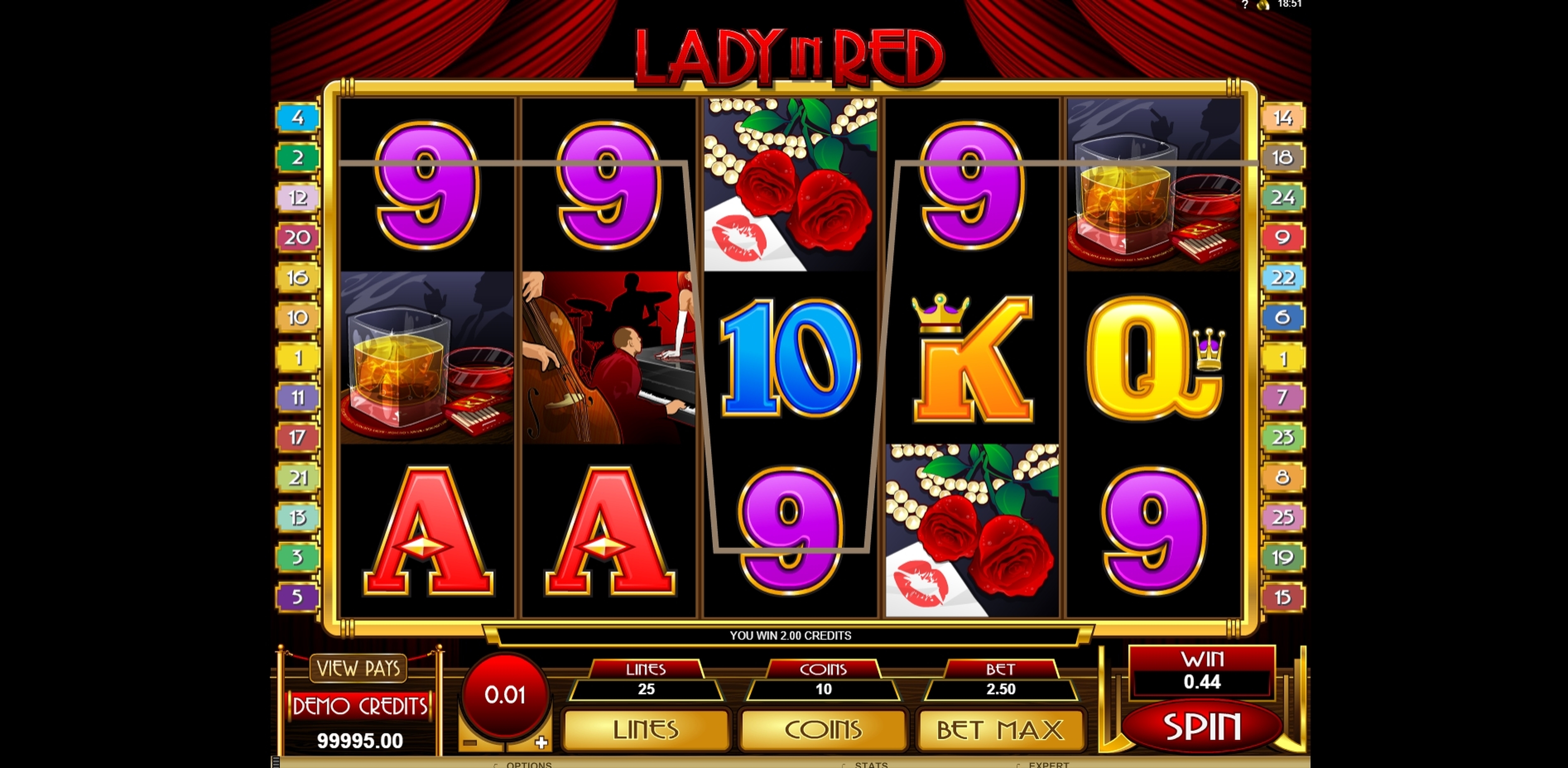 Win Money in Lady in Red Free Slot Game by Microgaming