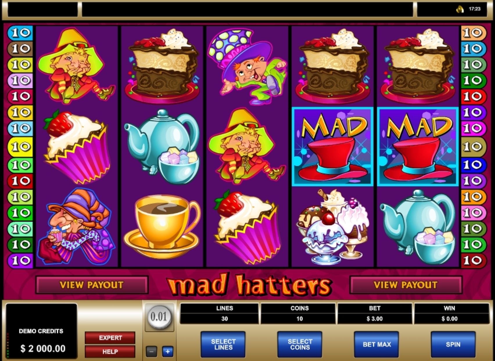Reels in Mad Hatters Slot Game by Microgaming