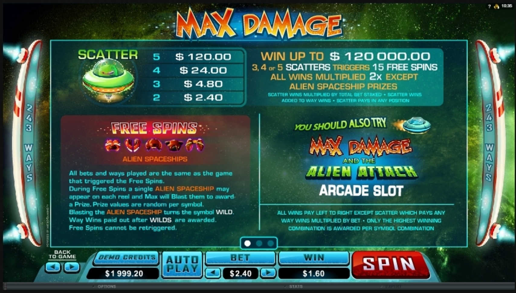 Info of Max Damage Slot Game by Microgaming