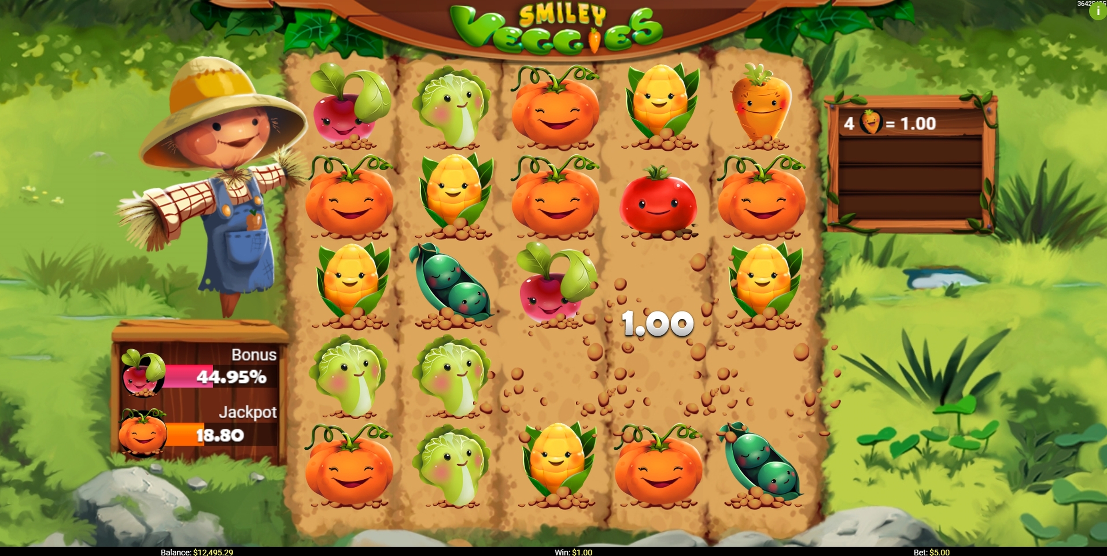 Win Money in Smiley Veggies Free Slot Game by Mobilots