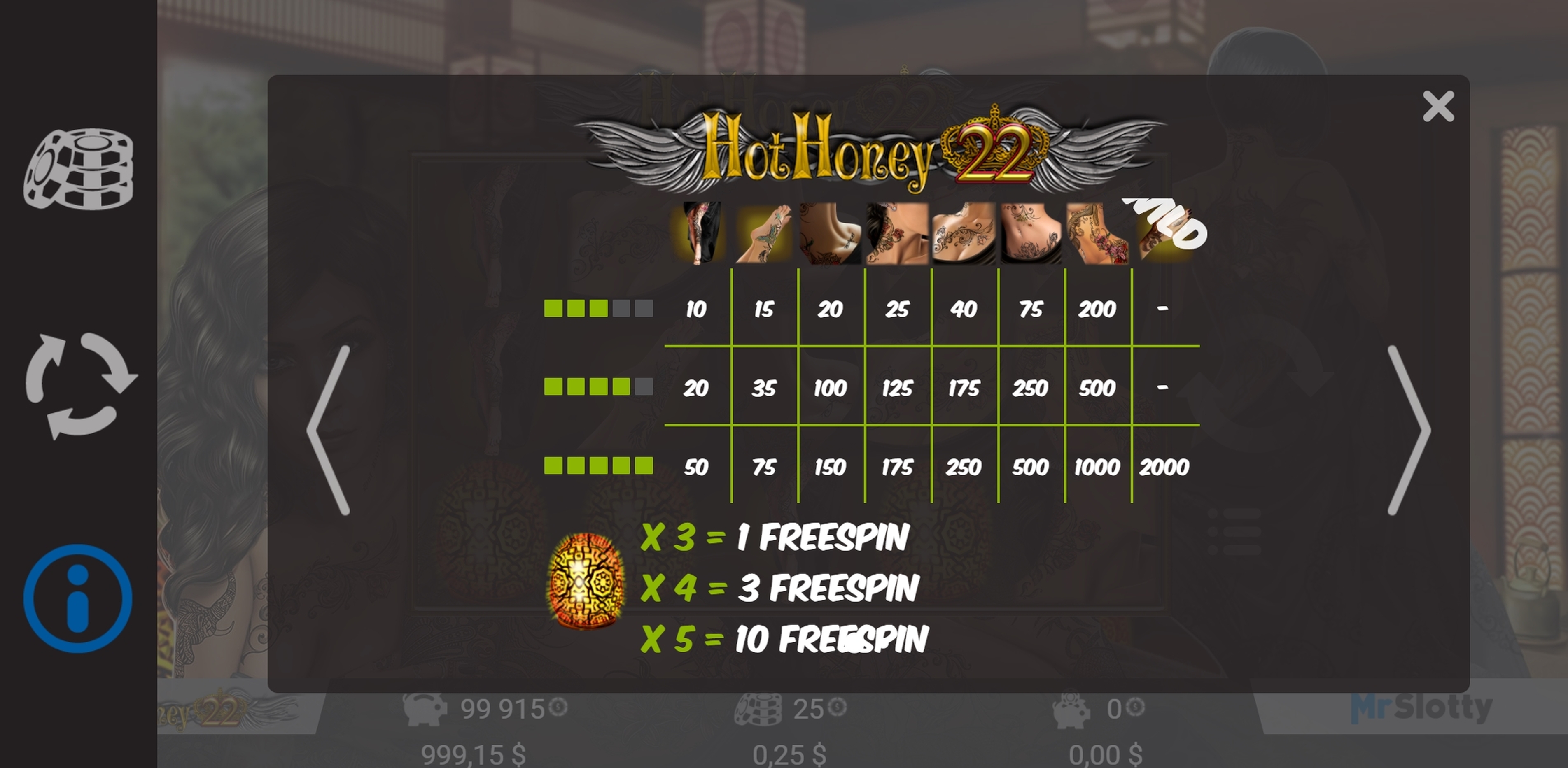 Info of Hot Honey 22 Slot Game by Mr Slotty