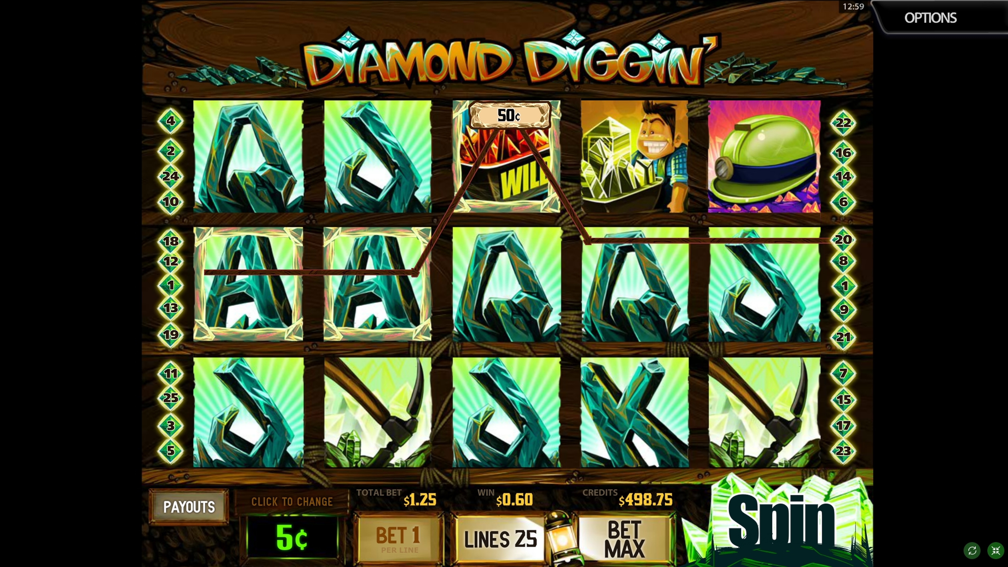 Win Money in Diamond Diggin' Free Slot Game by Multislot